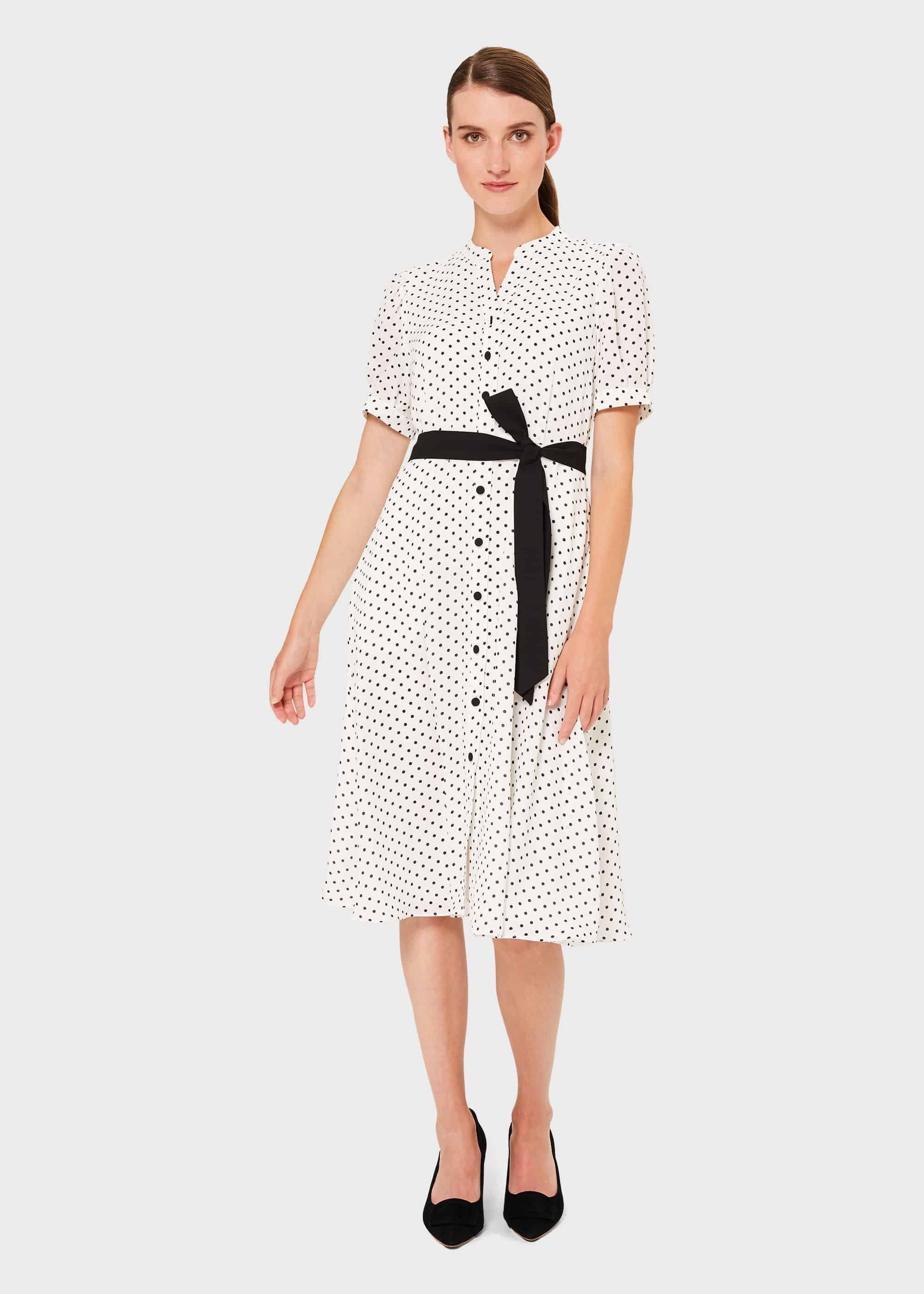 Eliza Crepe SpoT-Shirt Dress, Ivory Black, hi-res