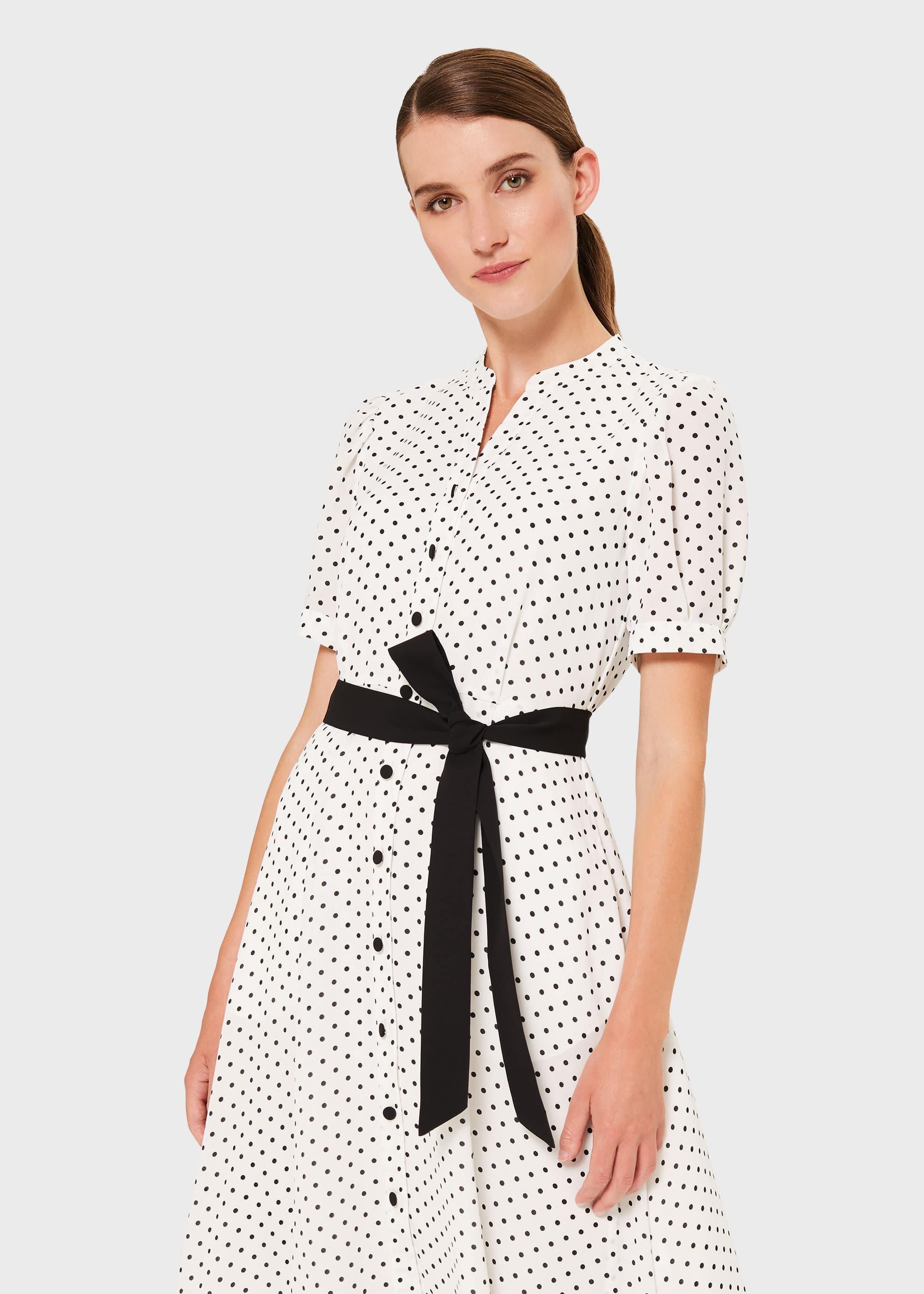 Eliza Crepe SpoT-Shirt Dress, Ivory Black, hi-res