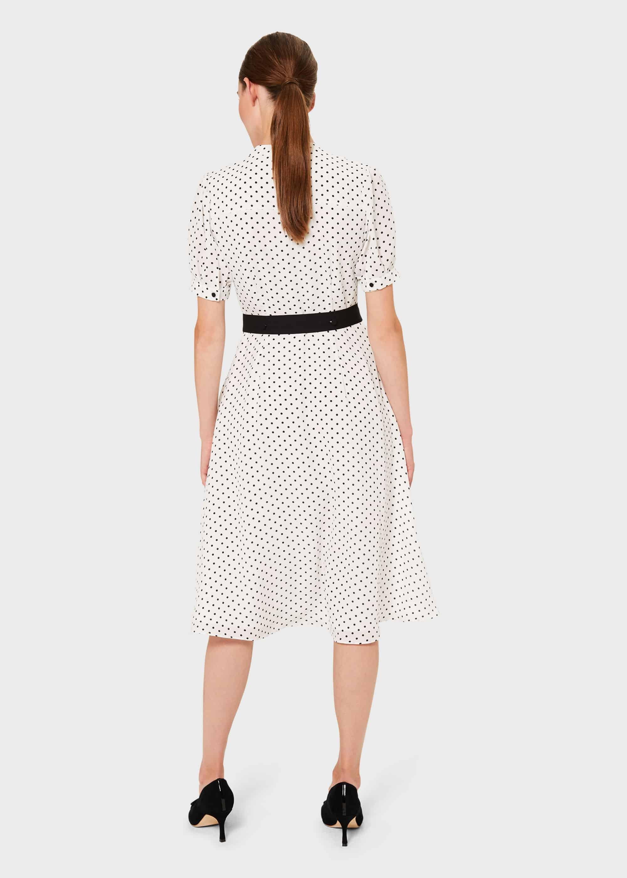 Eliza Crepe SpoT-Shirt Dress, Ivory Black, hi-res