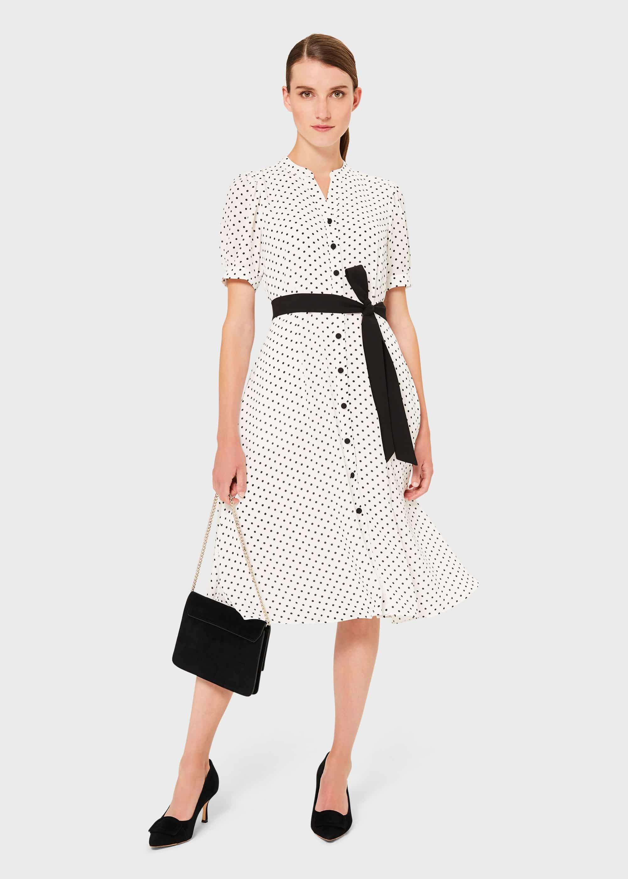 Eliza Crepe SpoT-Shirt Dress, Ivory Black, hi-res