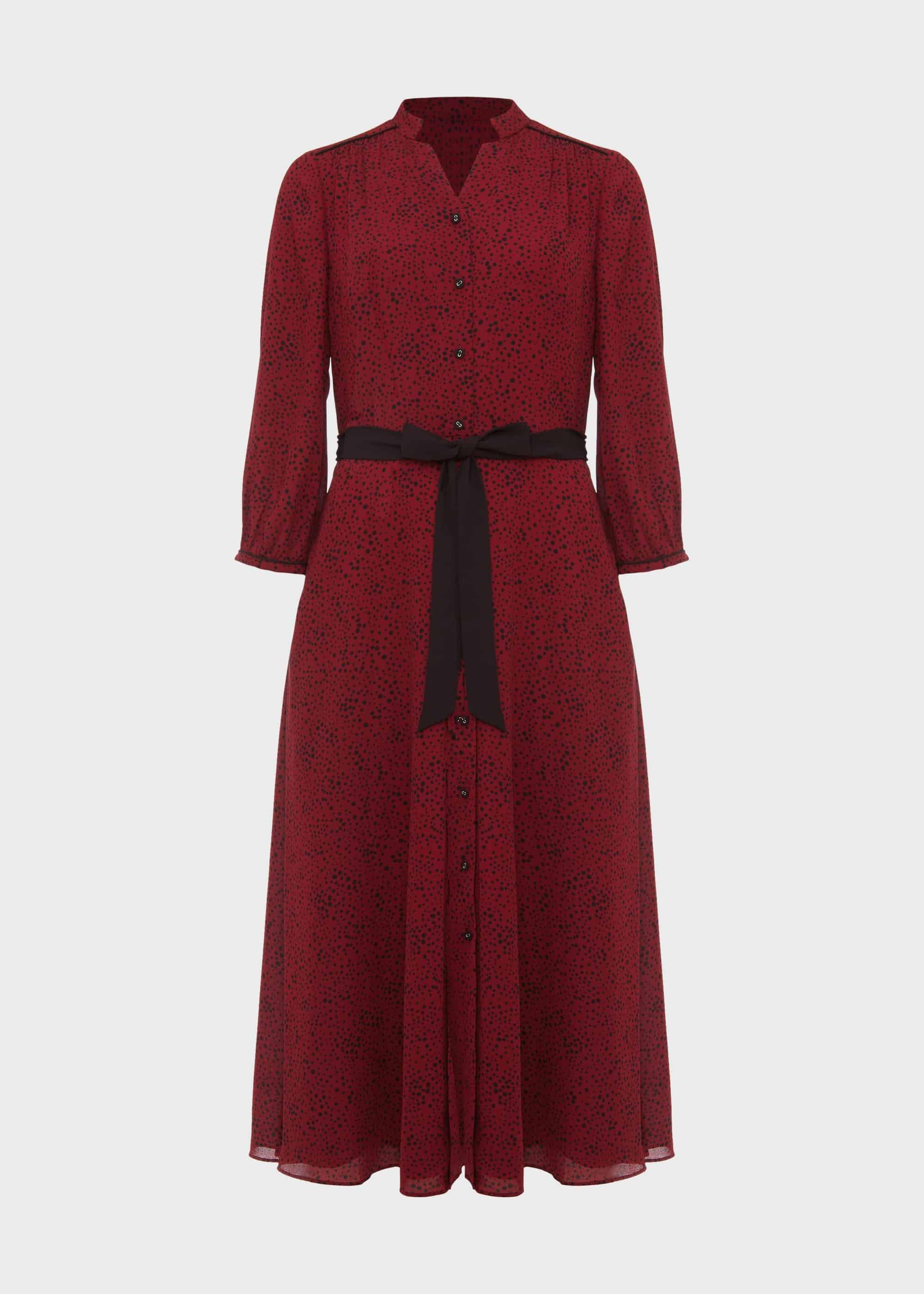 Cece Crepe Shirt Dress, Merlot Black, hi-res