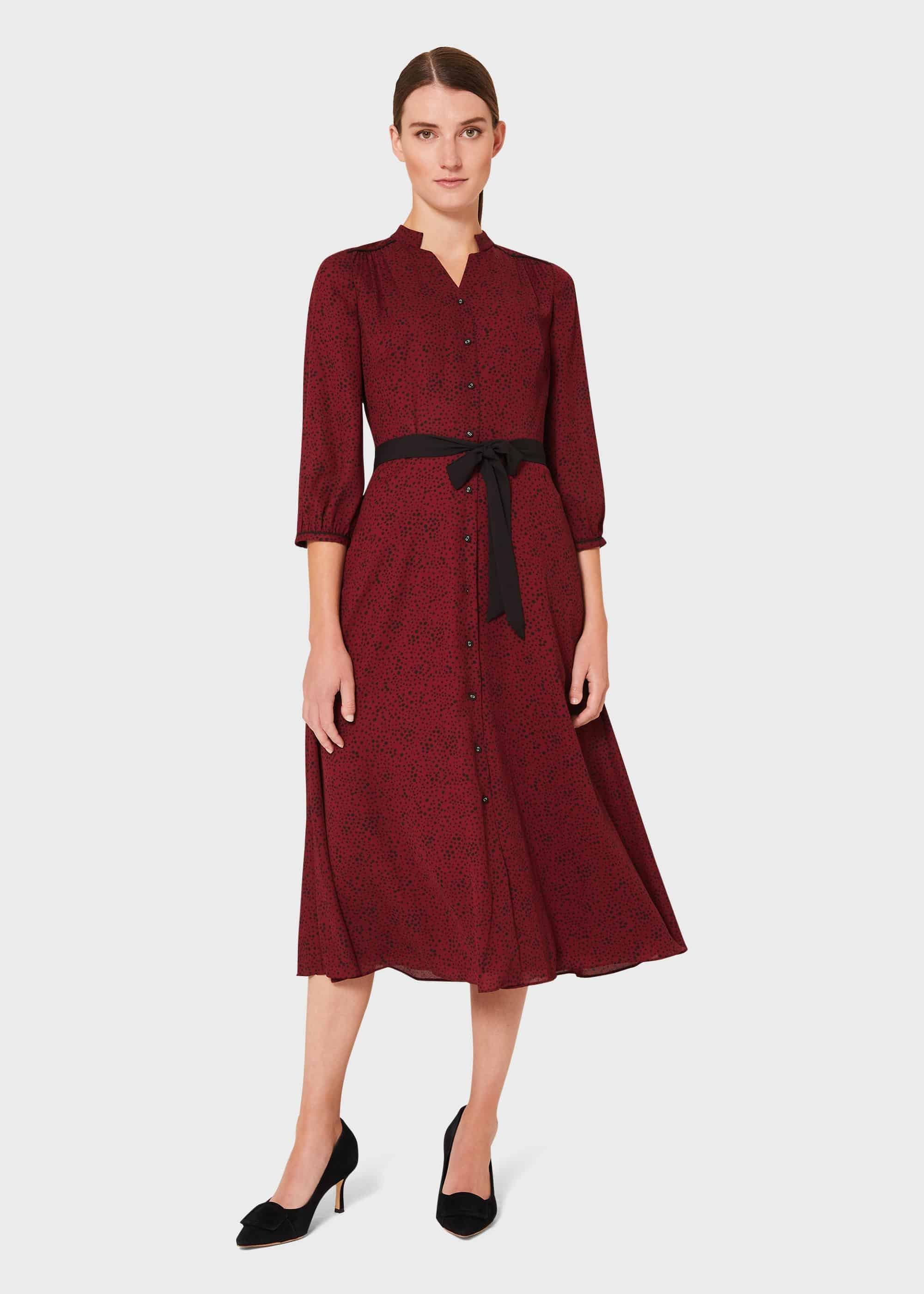 Cece Crepe Shirt Dress, Merlot Black, hi-res