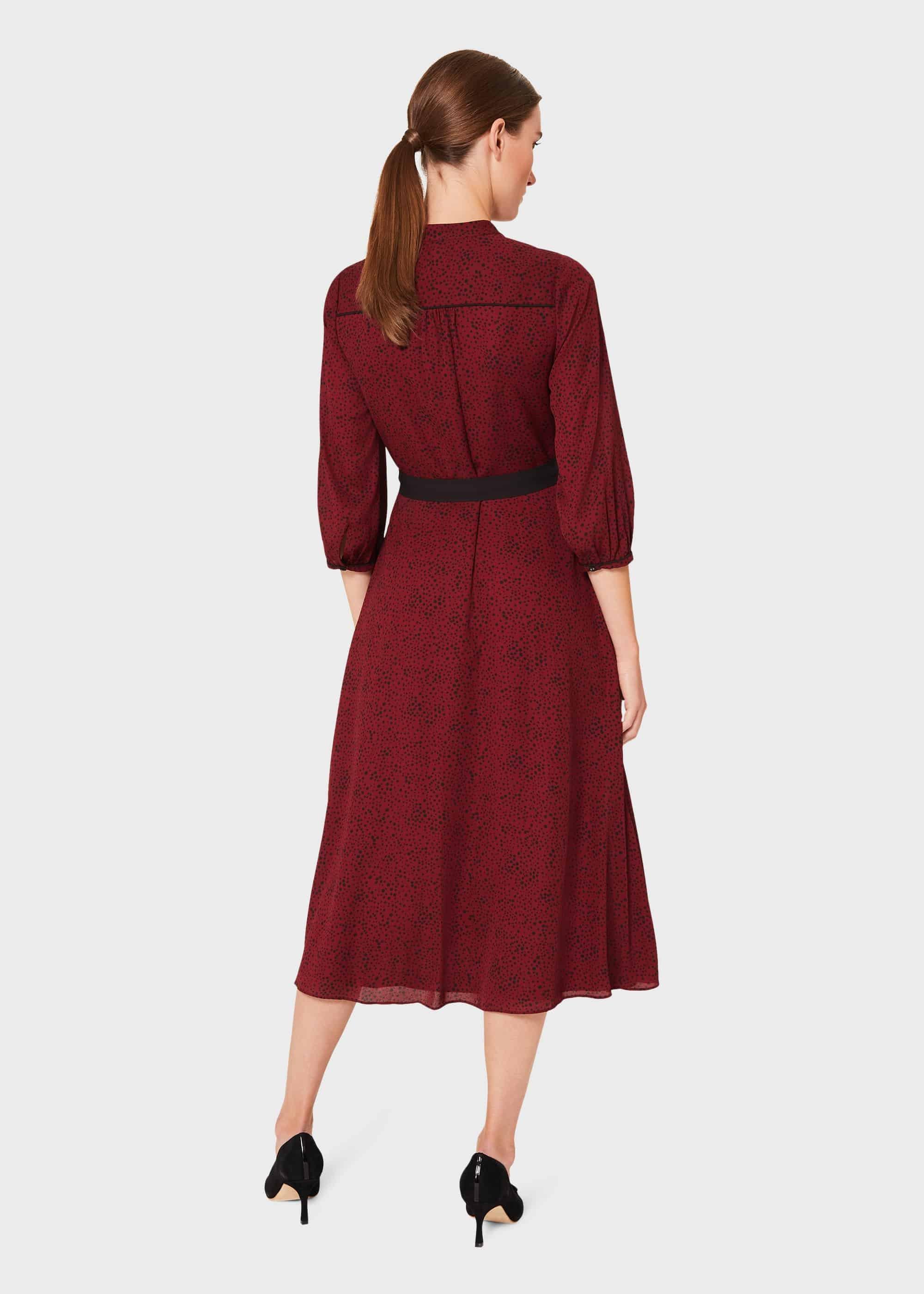 Cece Crepe Shirt Dress, Merlot Black, hi-res