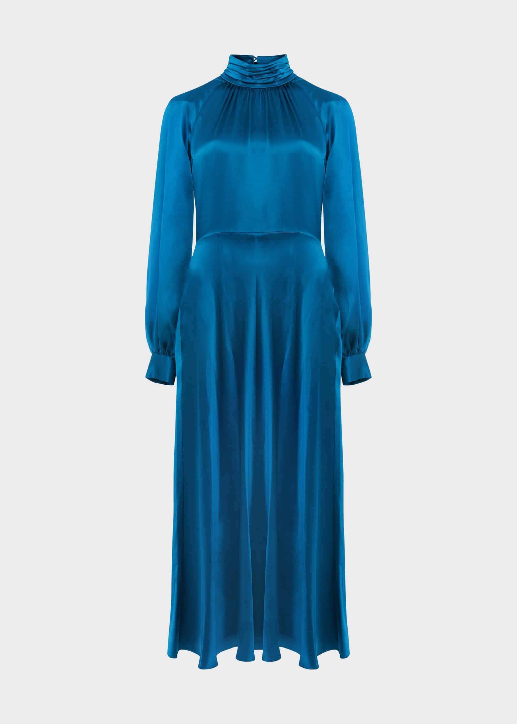 Haisley Silk Dress, Kingfisher Blue, hi-res