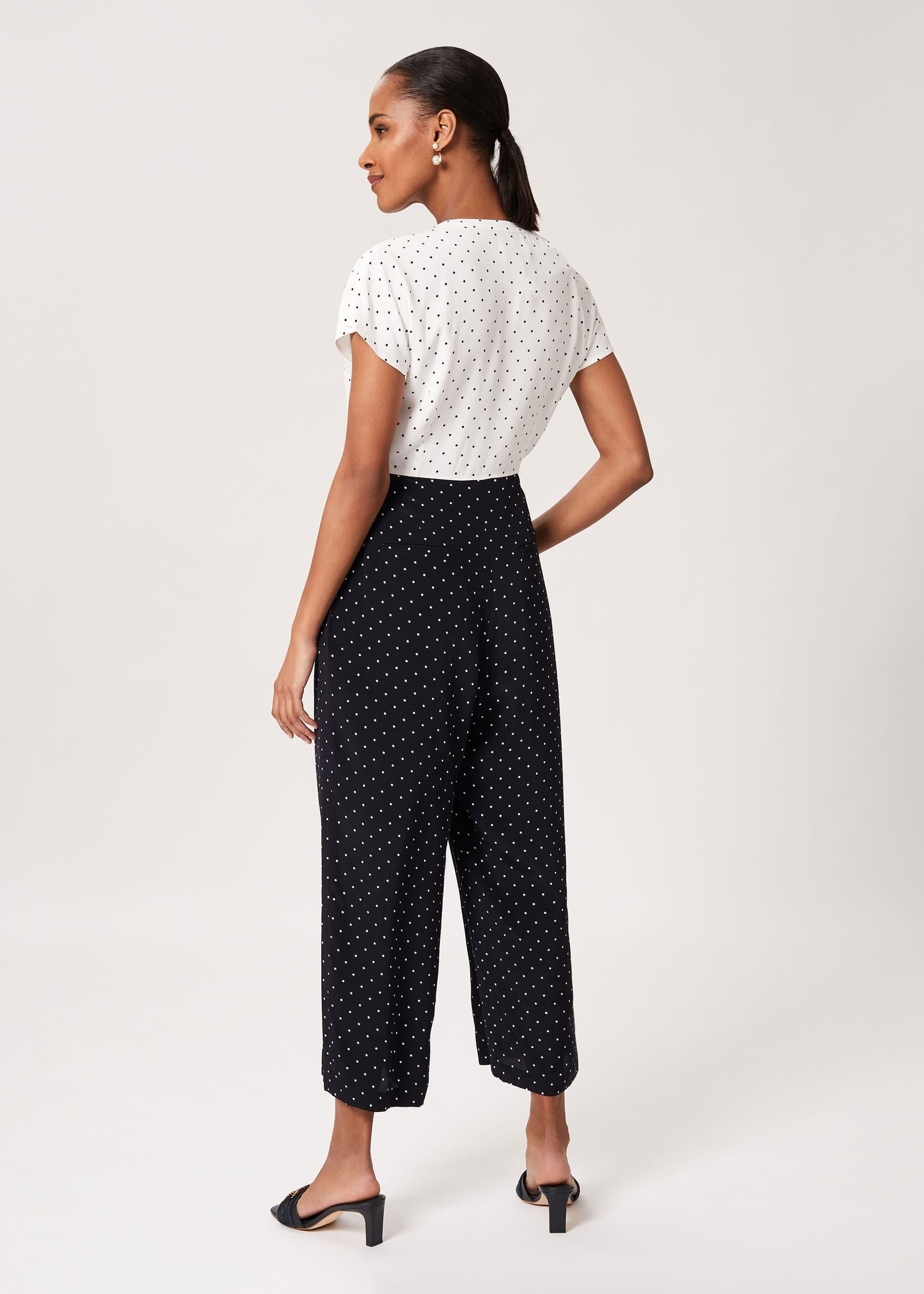 Caitlyn Spot Cropped Jumpsuit, Navy Ivory, hi-res
