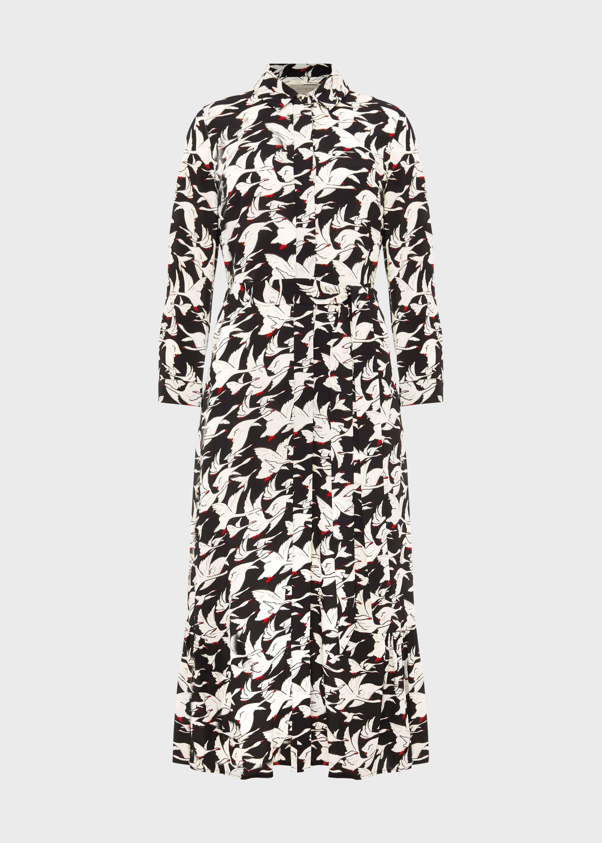 Eliana Print Midi Dress, Black Ivory, hi-res