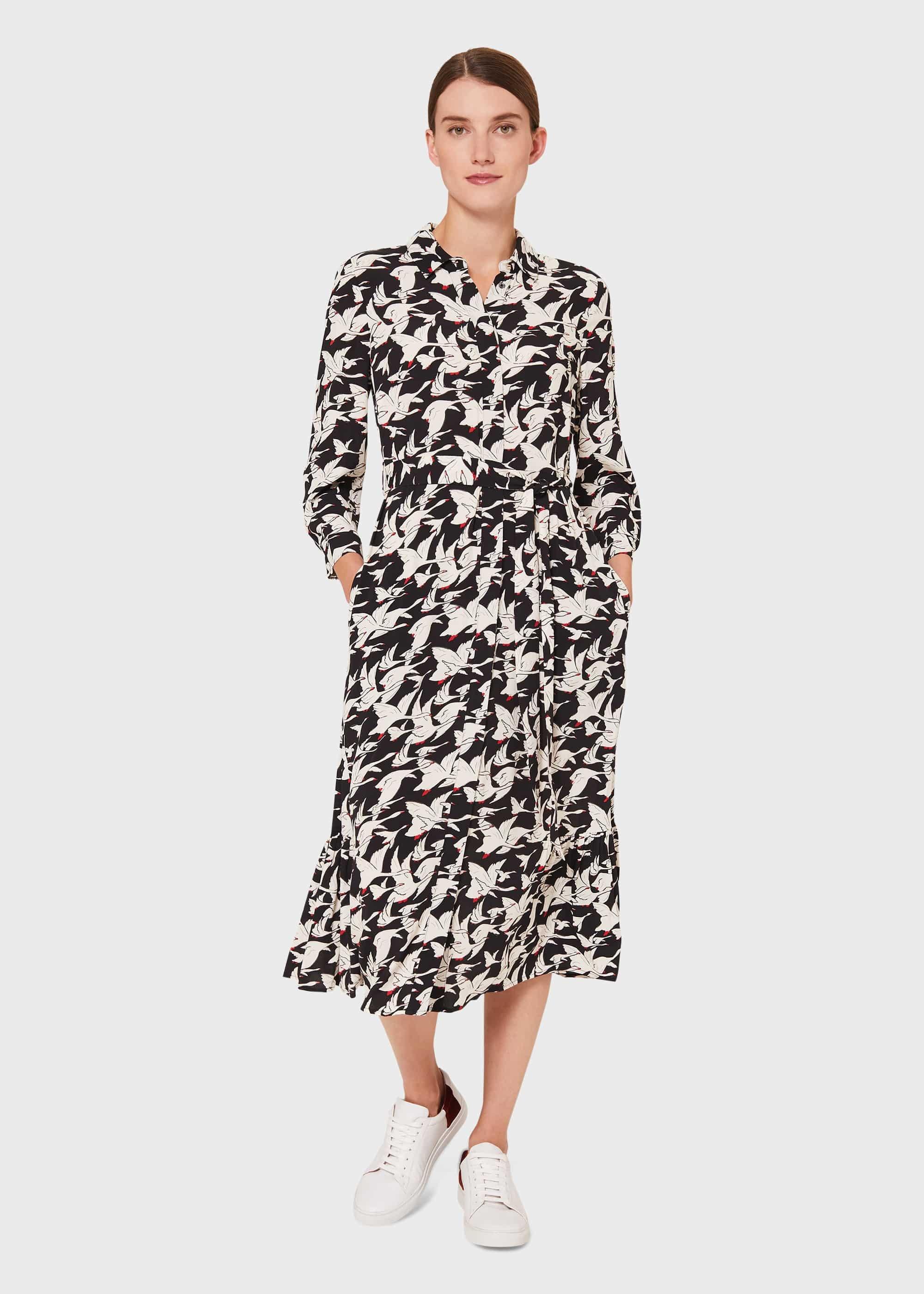 Eliana Print Midi Dress, Black Ivory, hi-res