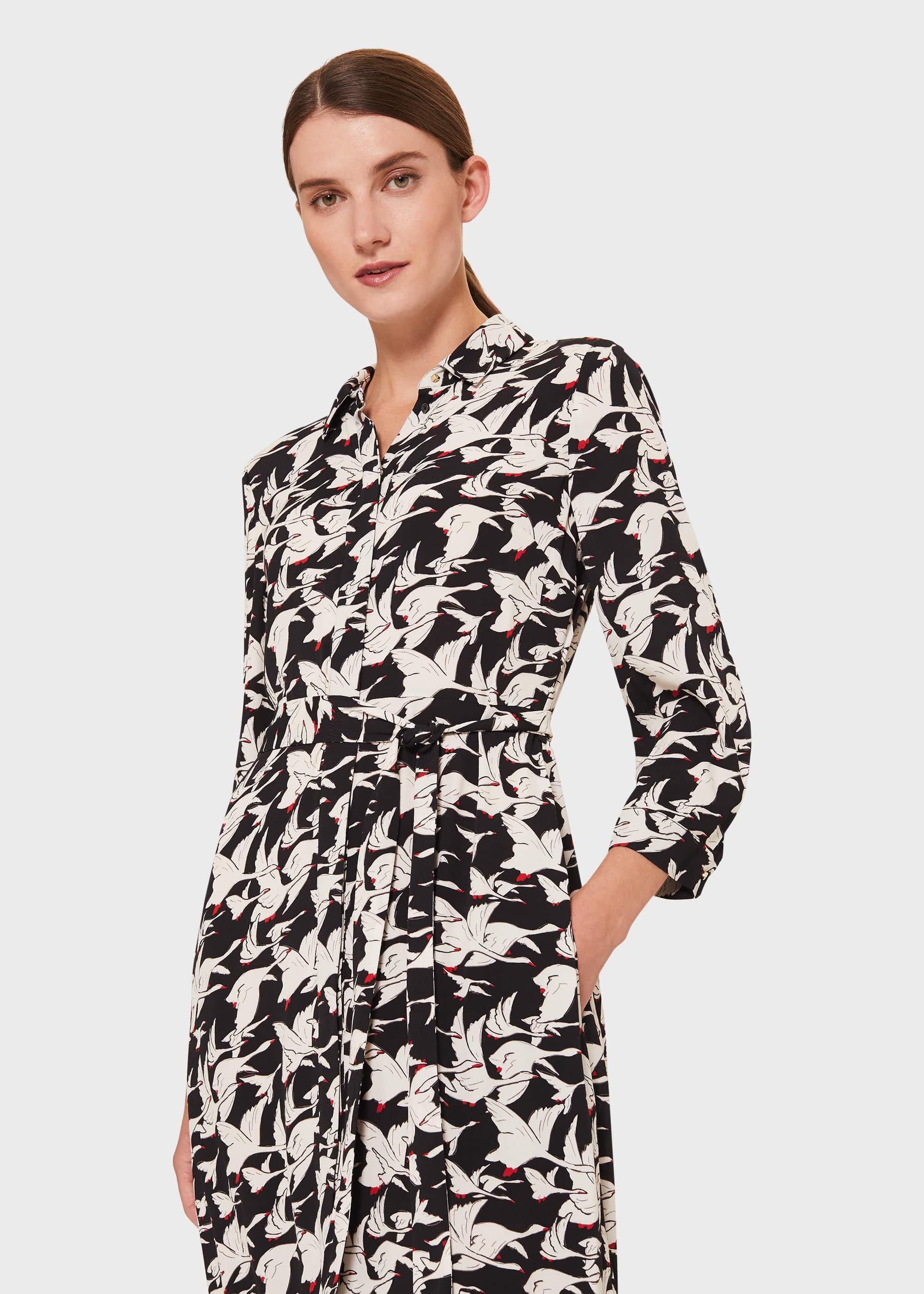Eliana Print Midi Dress, Black Ivory, hi-res
