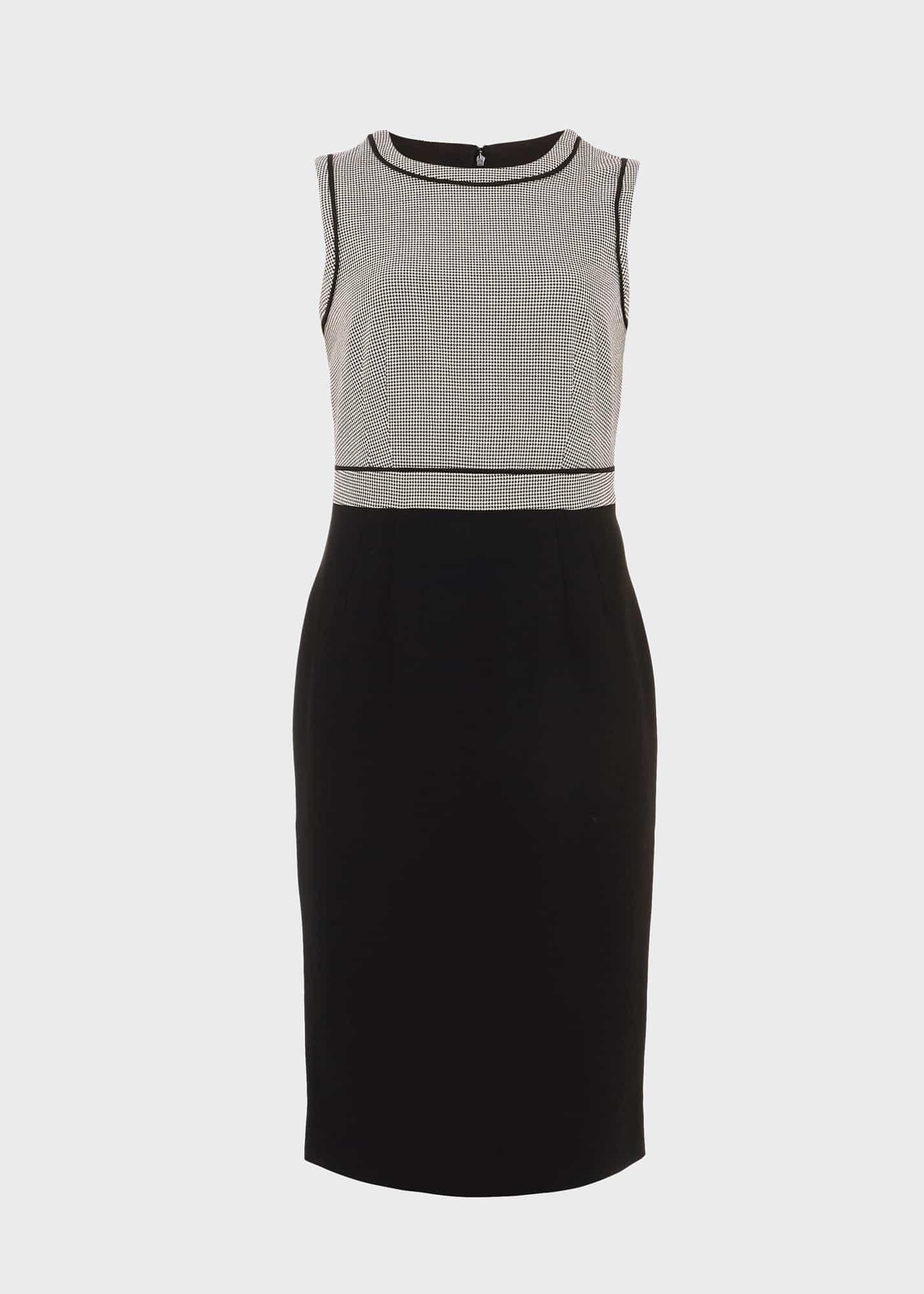 Sienna Houndstooth Shift Dress, Black Ivory, hi-res