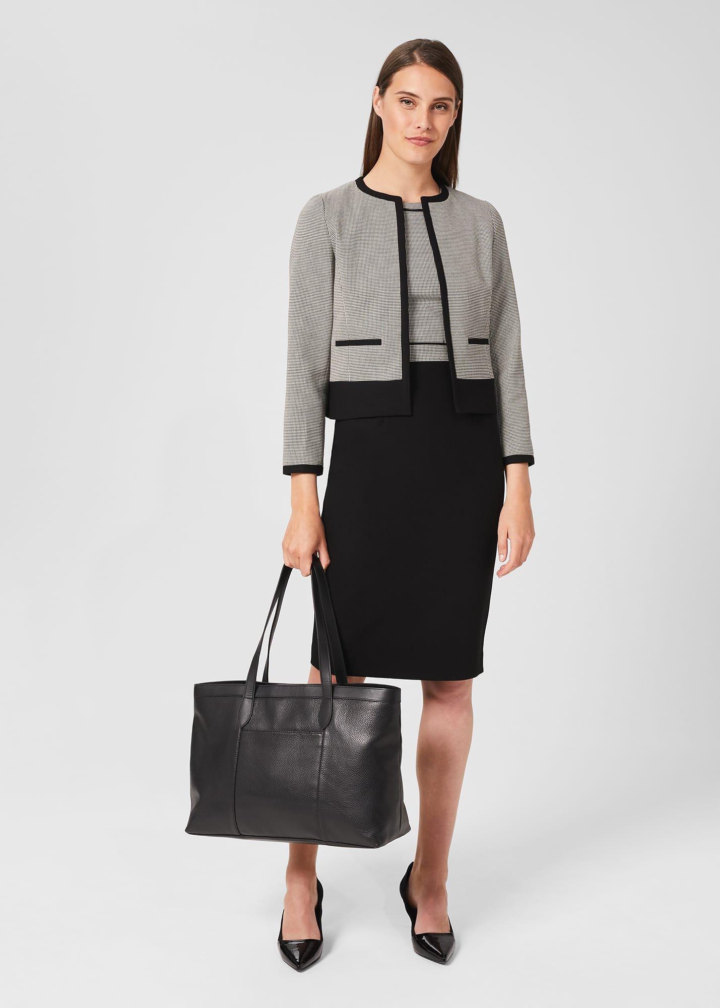 Sienna Houndstooth Shift Dress, Black Ivory, hi-res