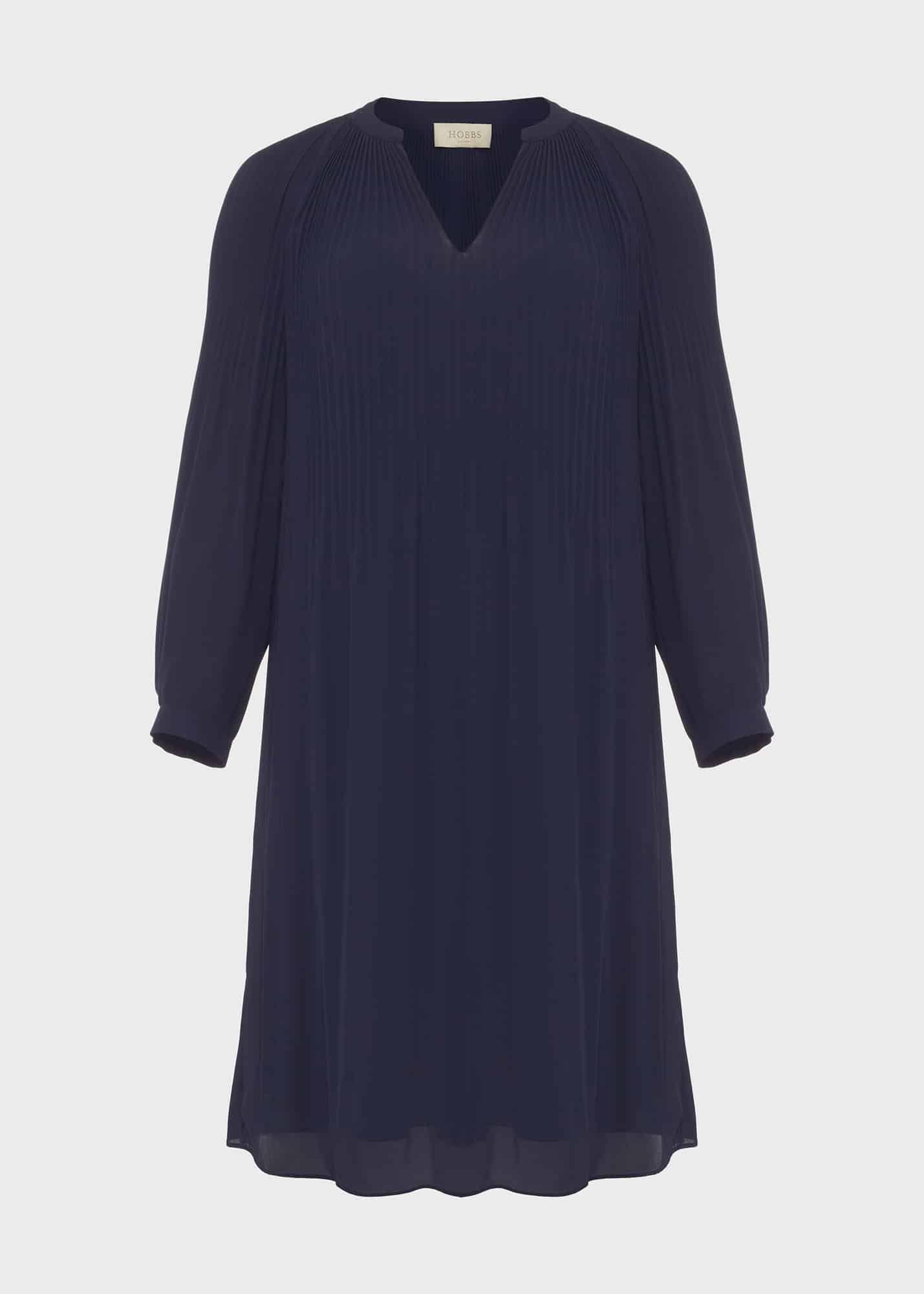 Emilia Pleated Dress, French Blue, hi-res