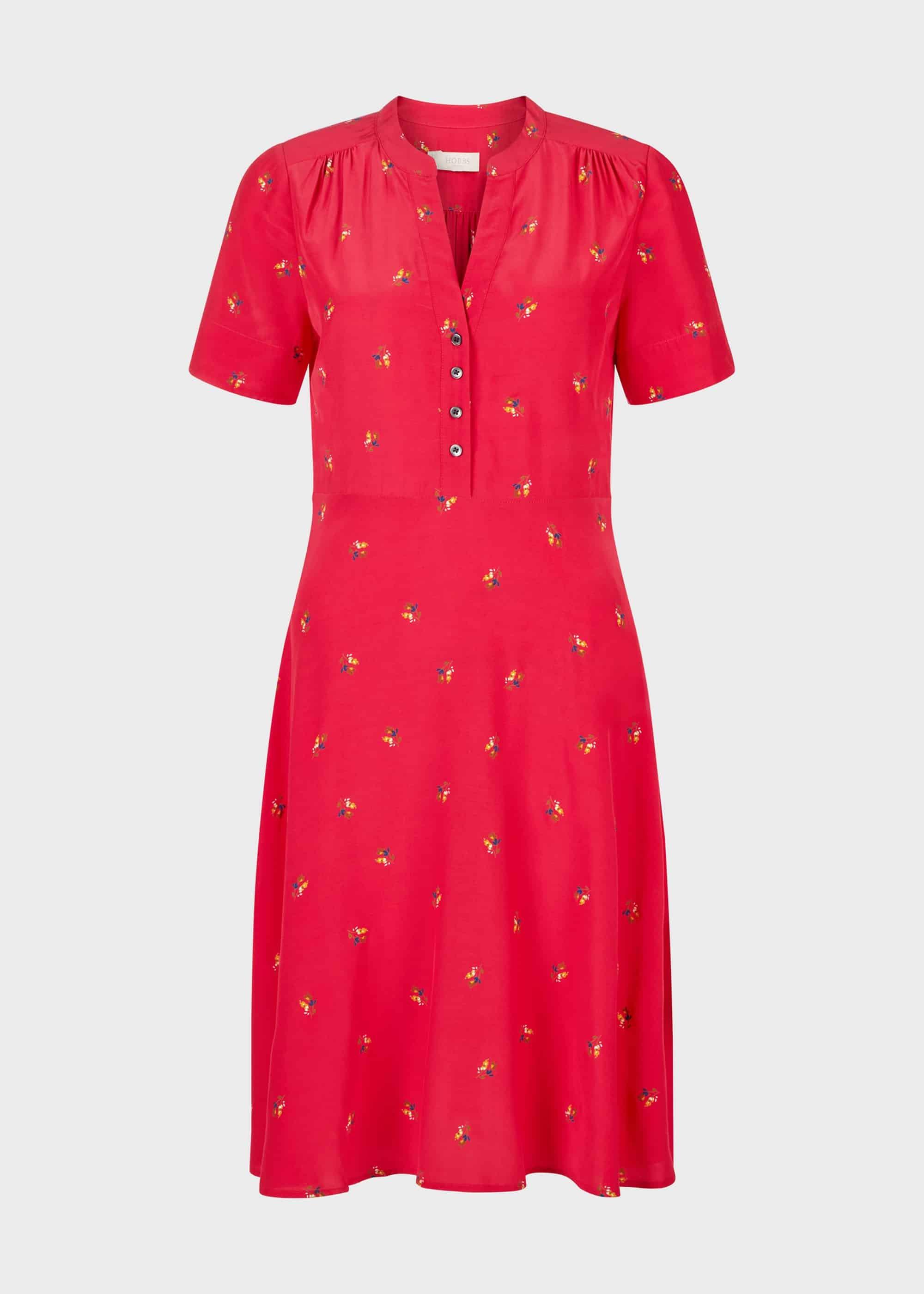 Jayde Floral Fit And Flare Dress, Red Multi, hi-res