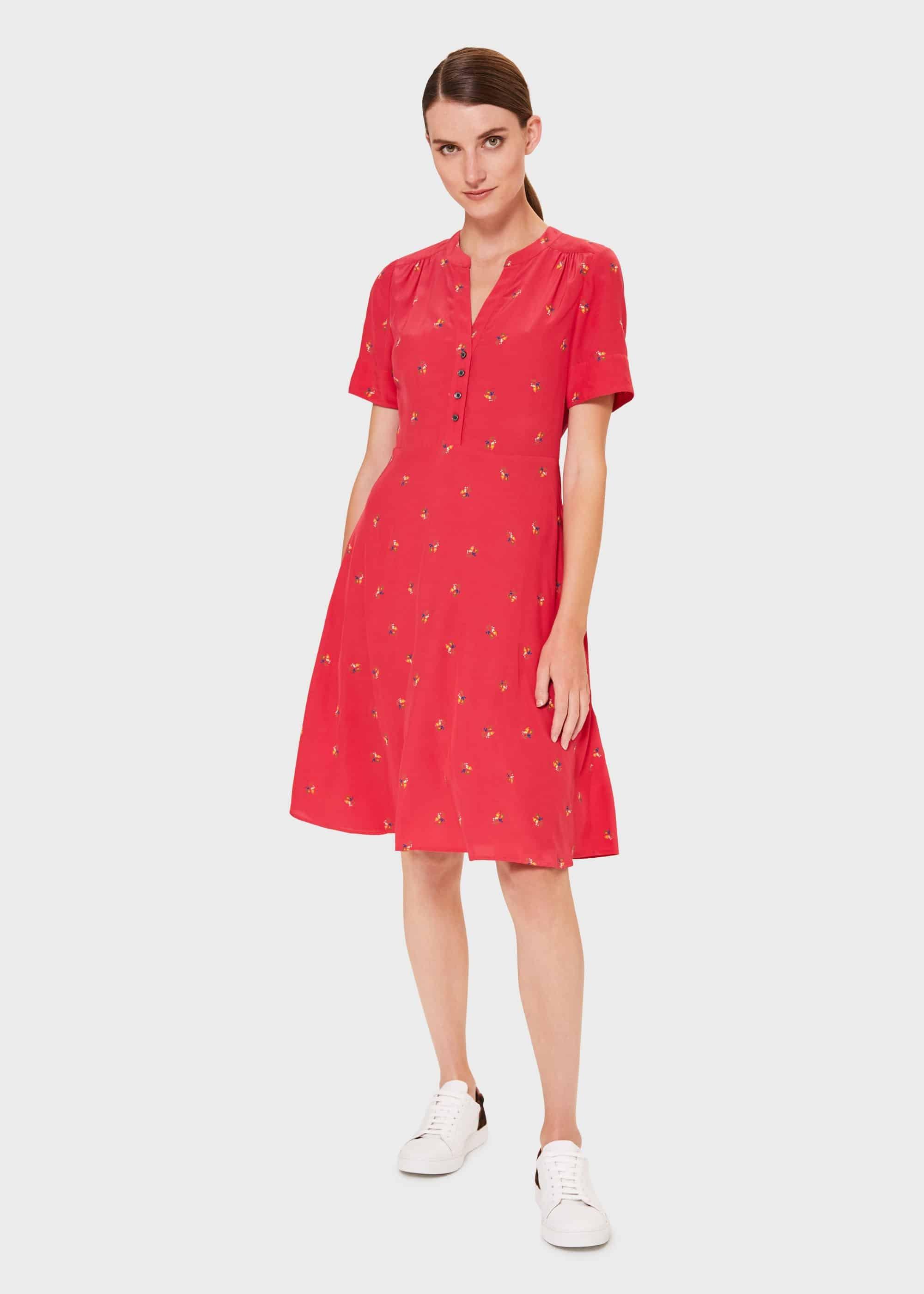 Jayde Floral Fit And Flare Dress, Red Multi, hi-res