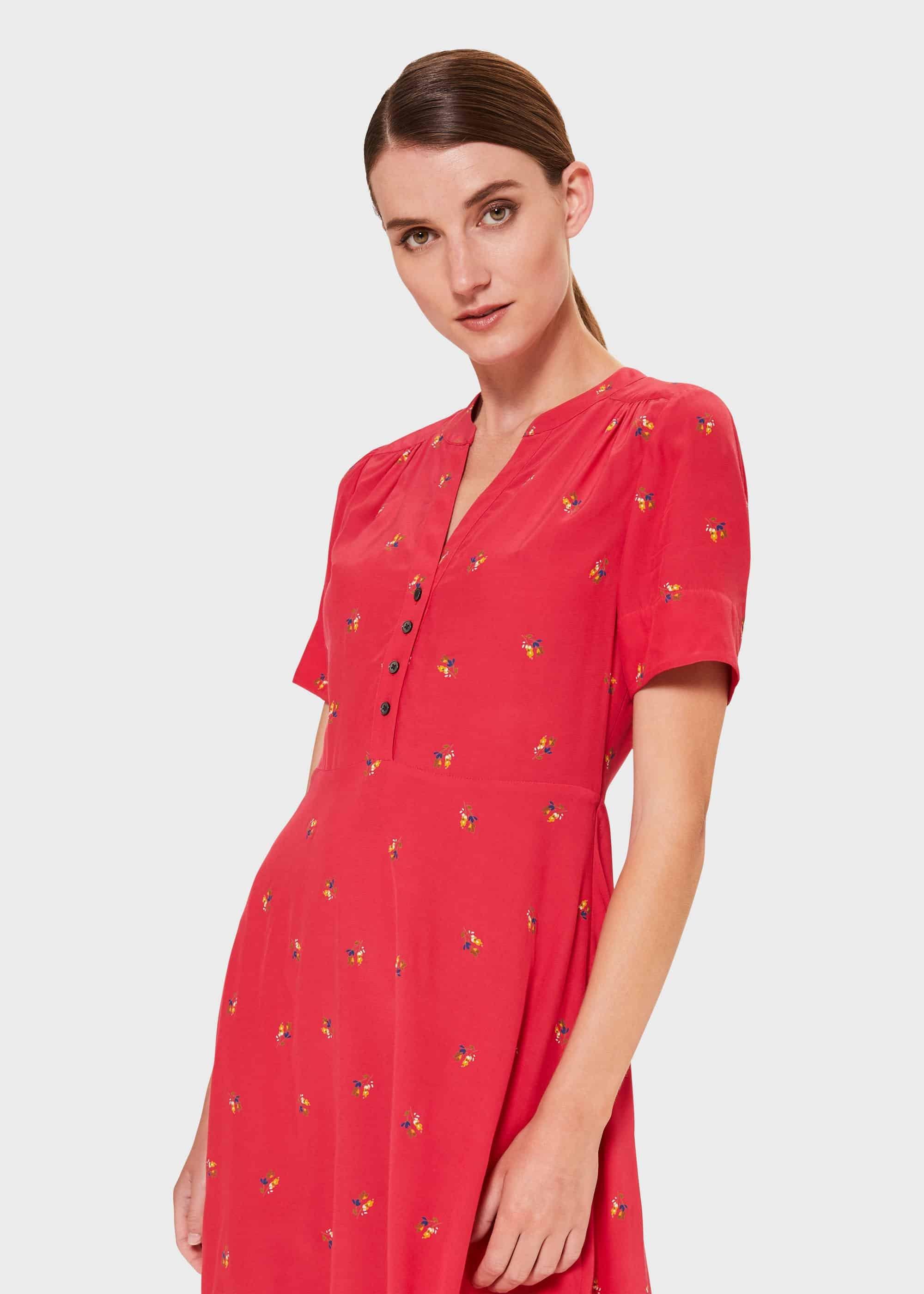 Jayde Floral Fit And Flare Dress, Red Multi, hi-res
