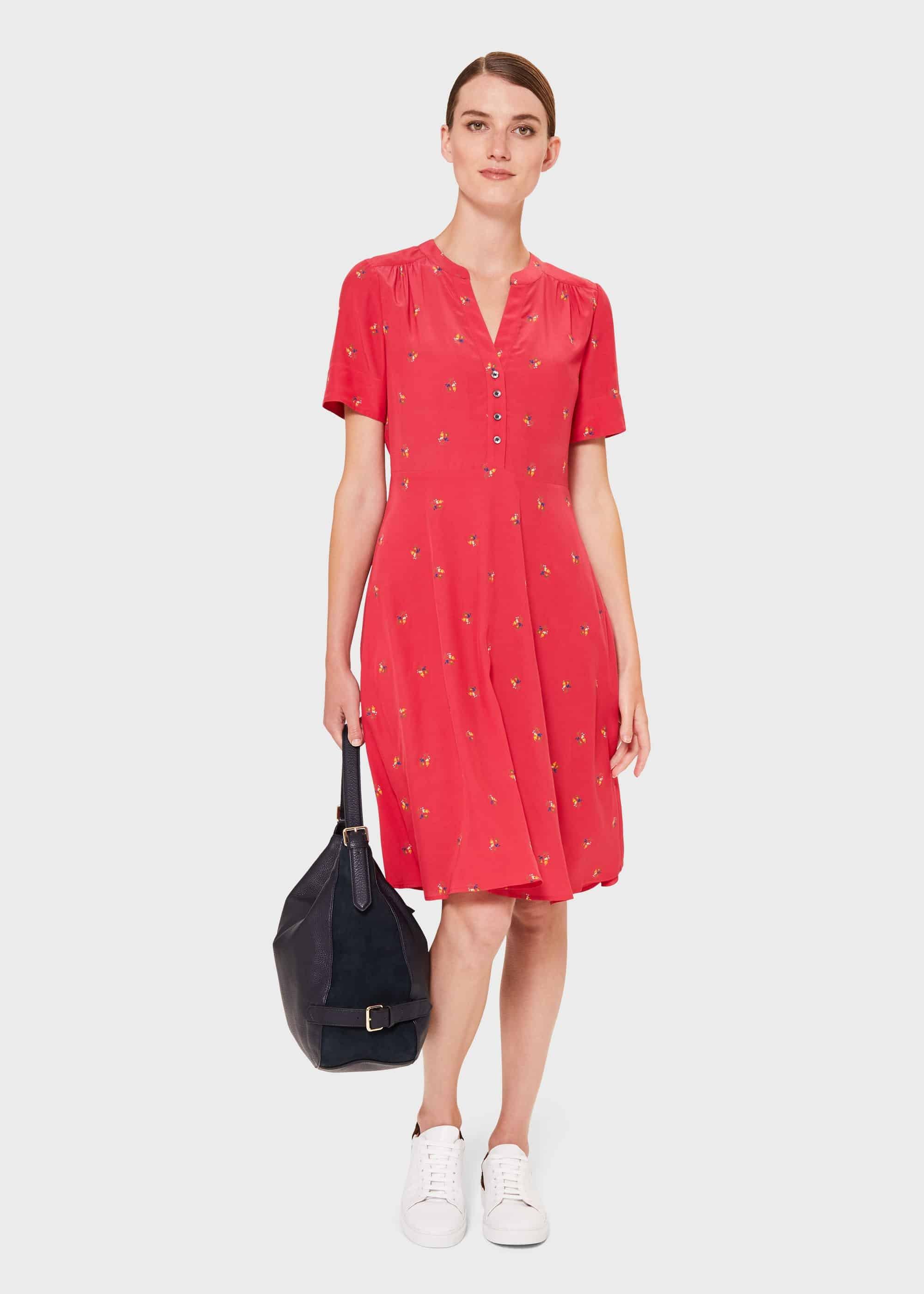 Jayde Floral Fit And Flare Dress, Red Multi, hi-res