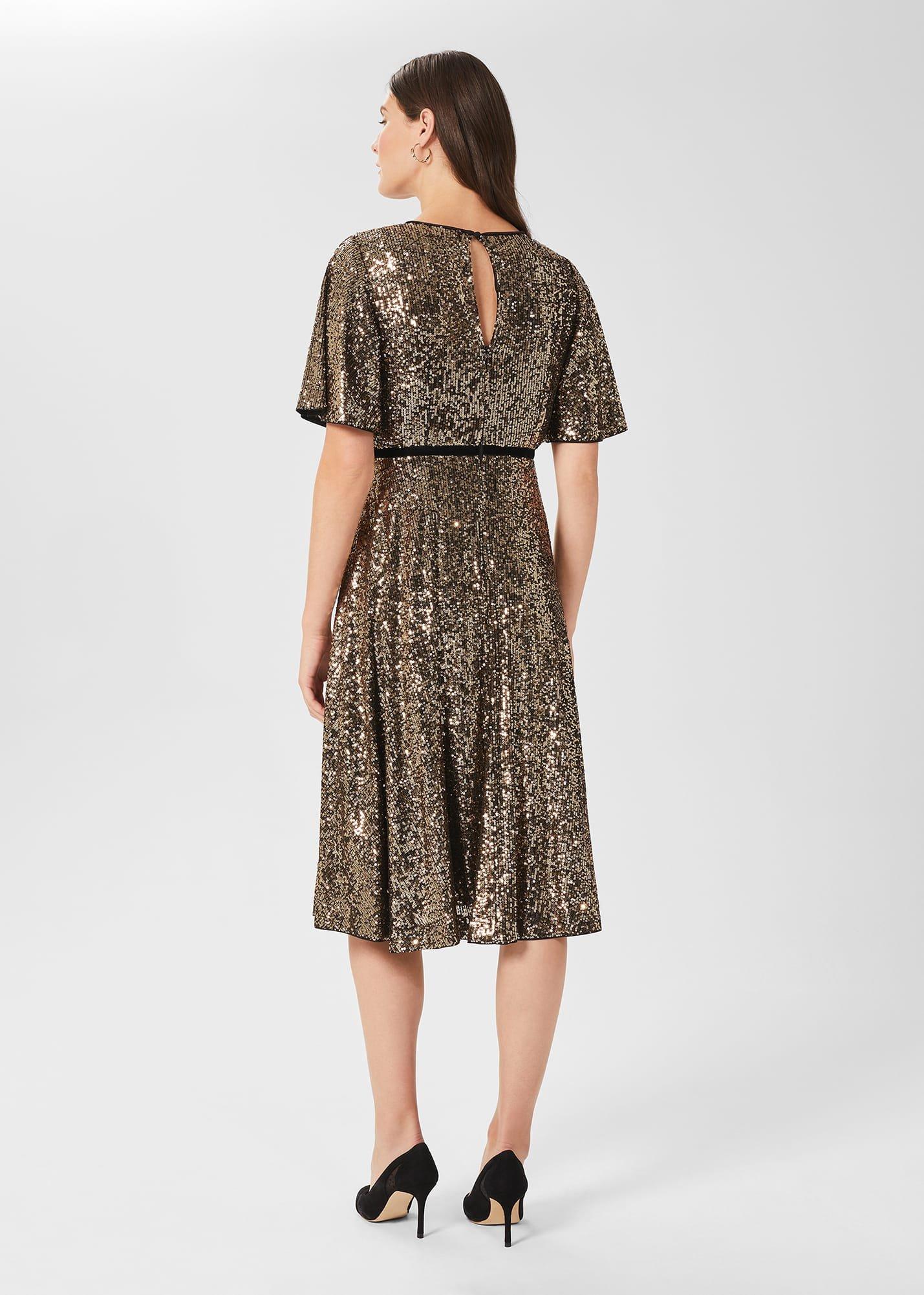 Betsey Sequin Dress, Metallic, hi-res