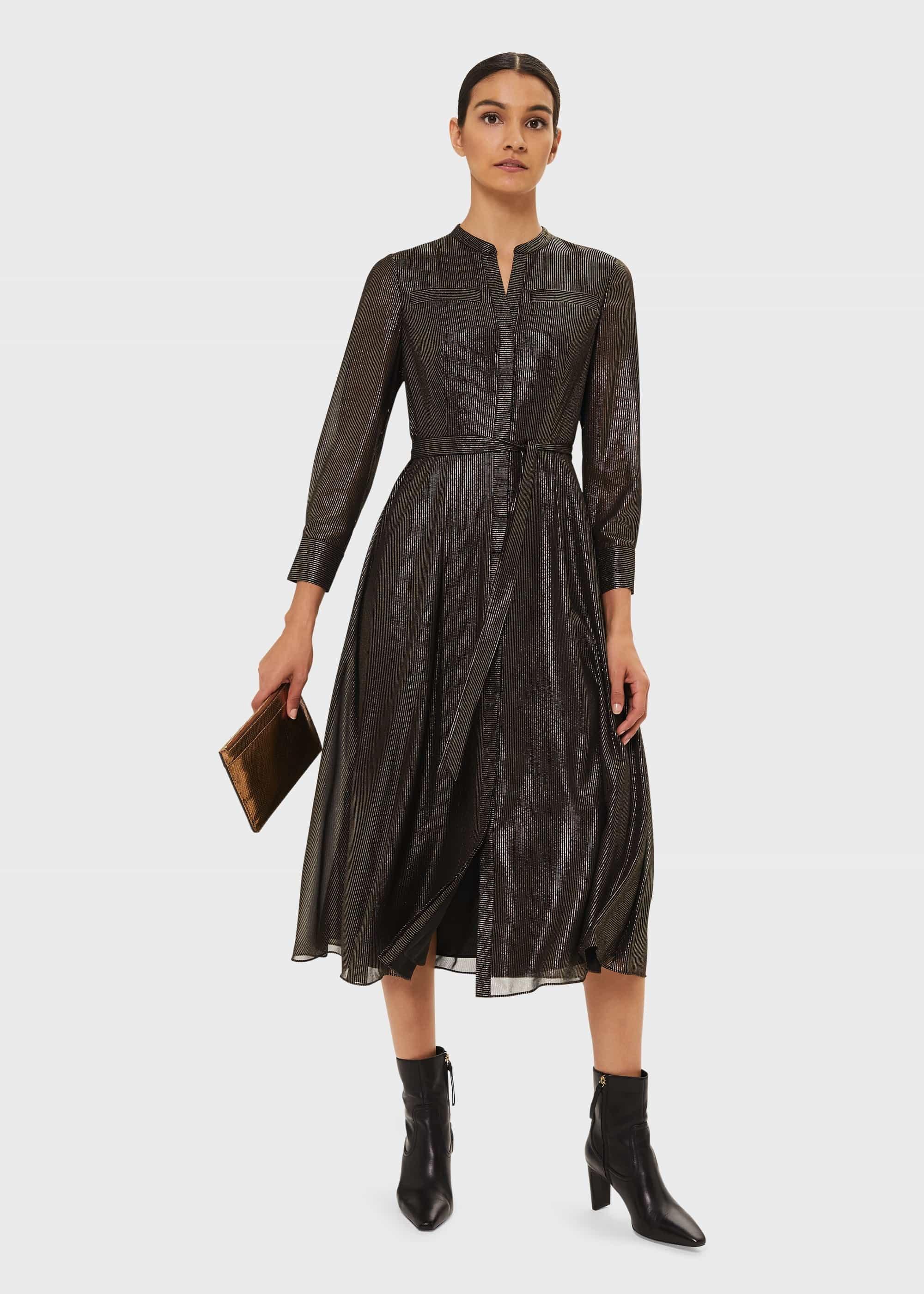 Wren Shirt Dress, Black Gold, hi-res