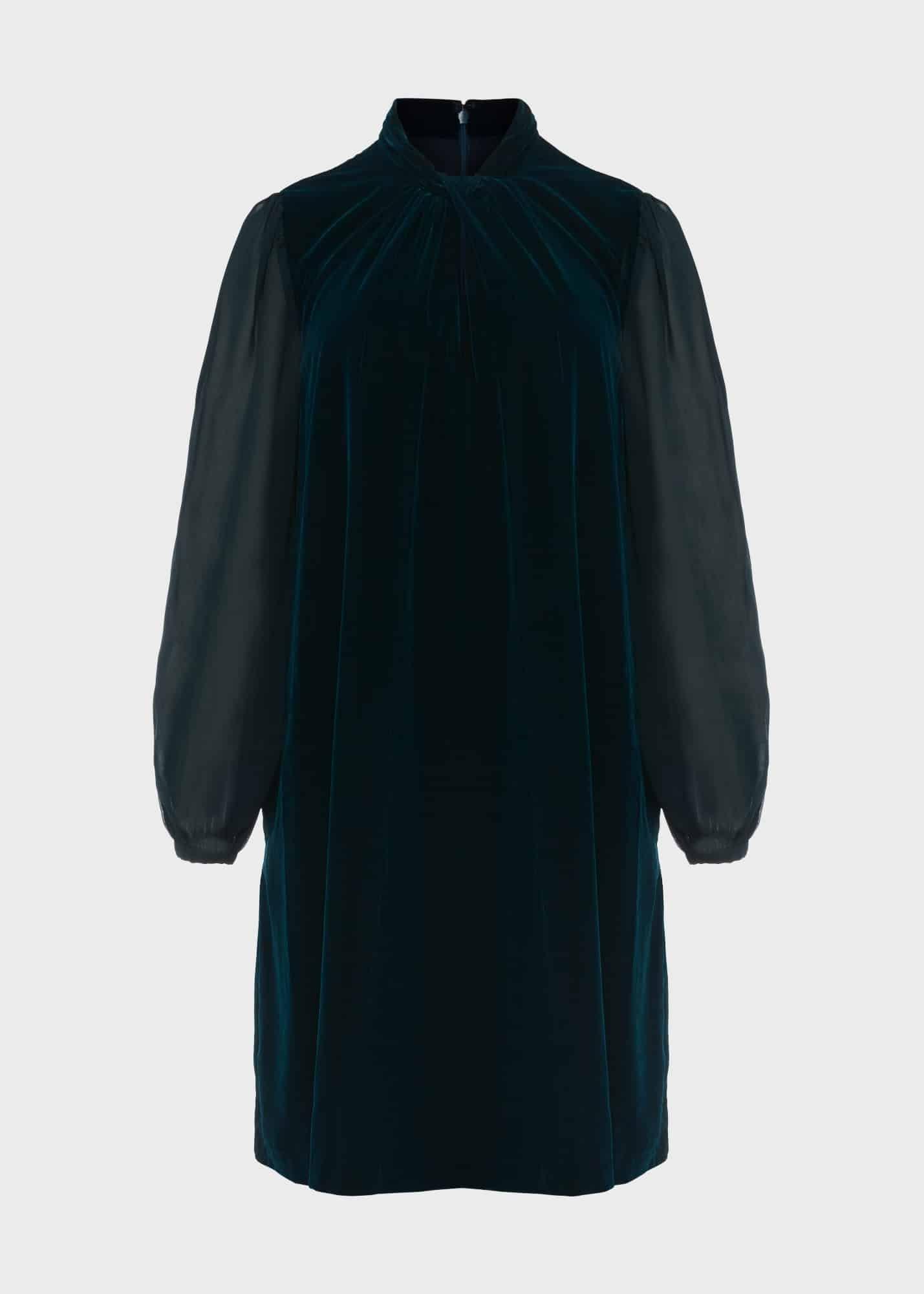 Faye Velvet Dress, Pine Green, hi-res
