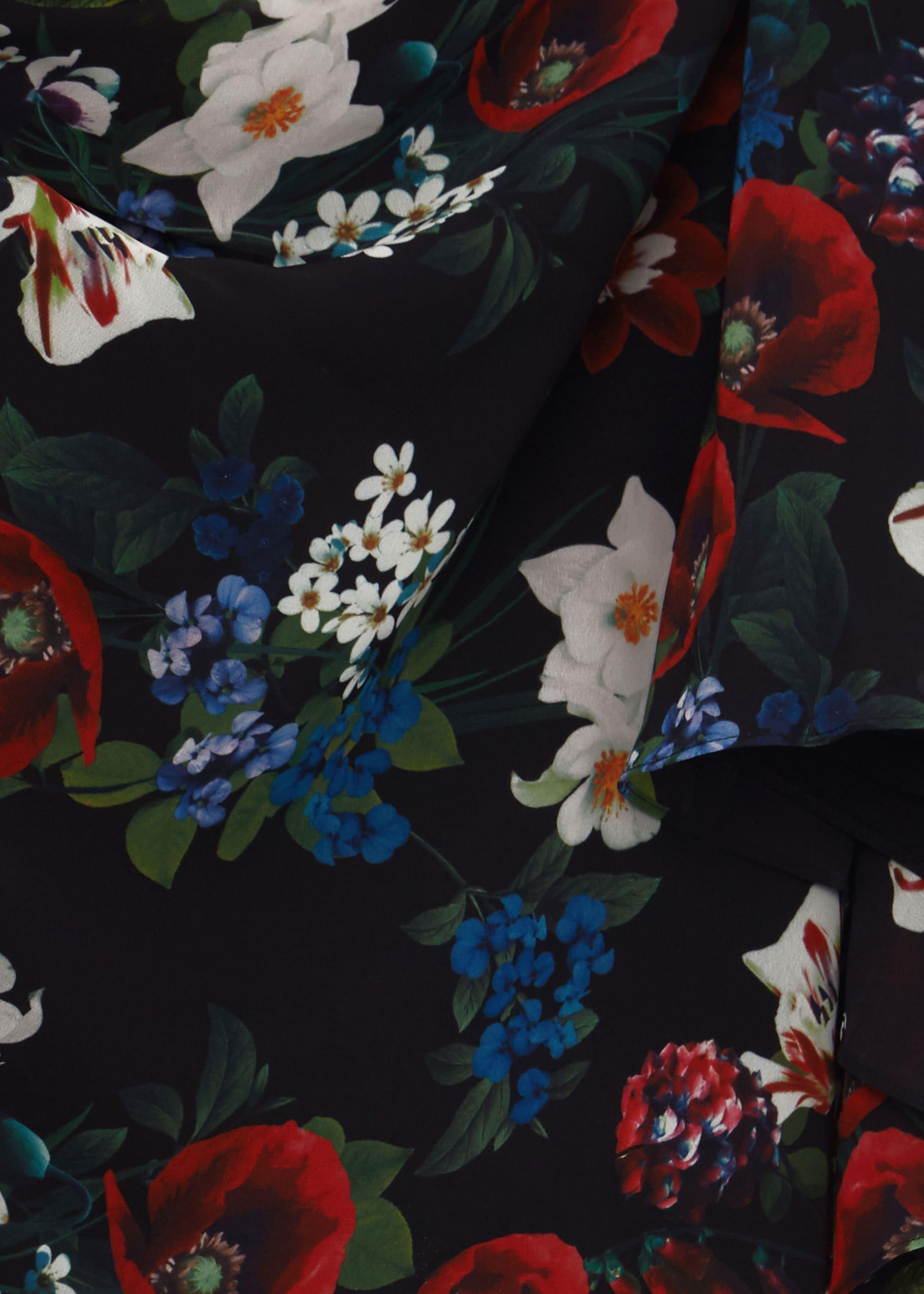 Carly Floral Midi Dress, Black Multi, hi-res