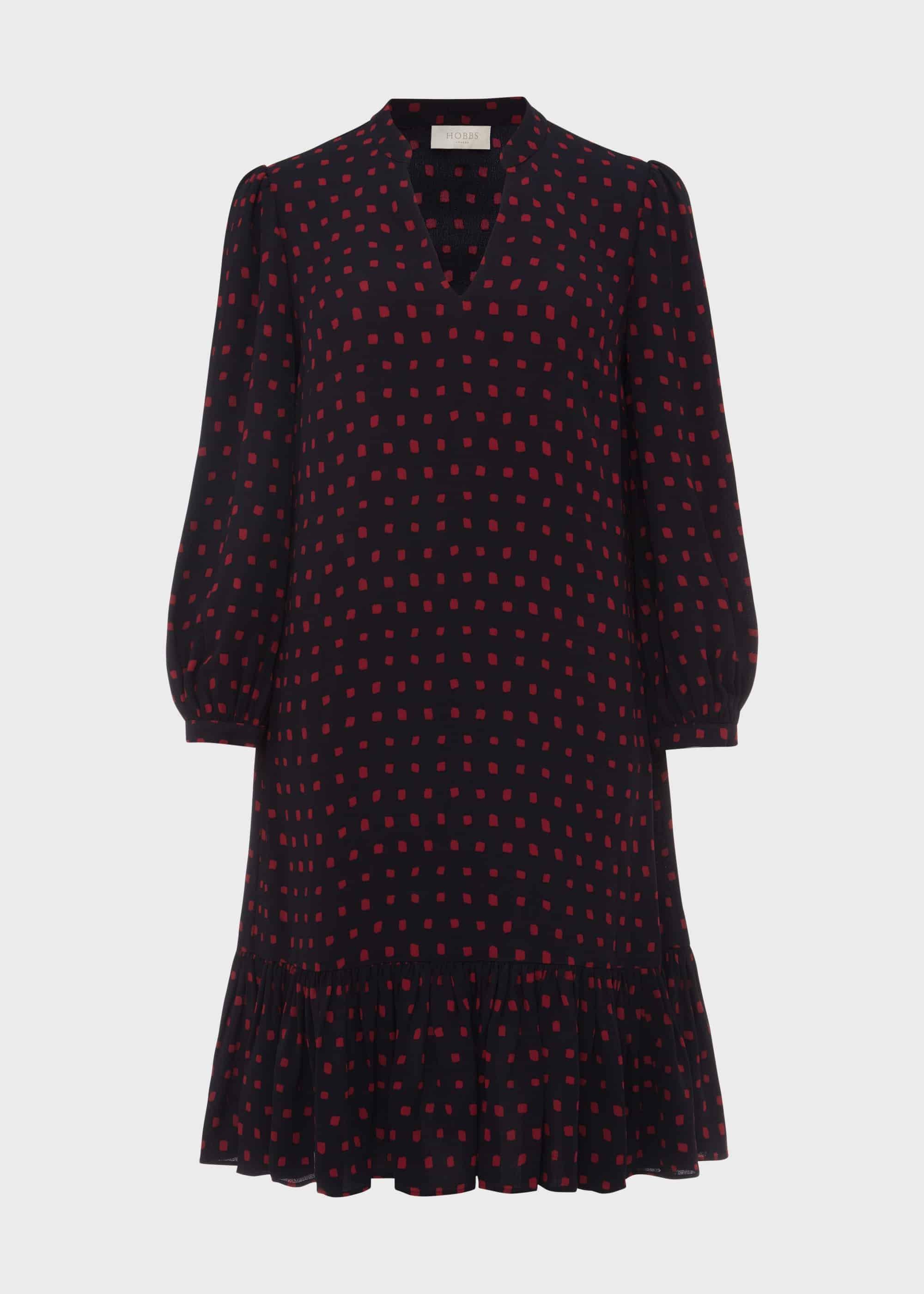 Erin Spot Dress, Navy Merlot, hi-res