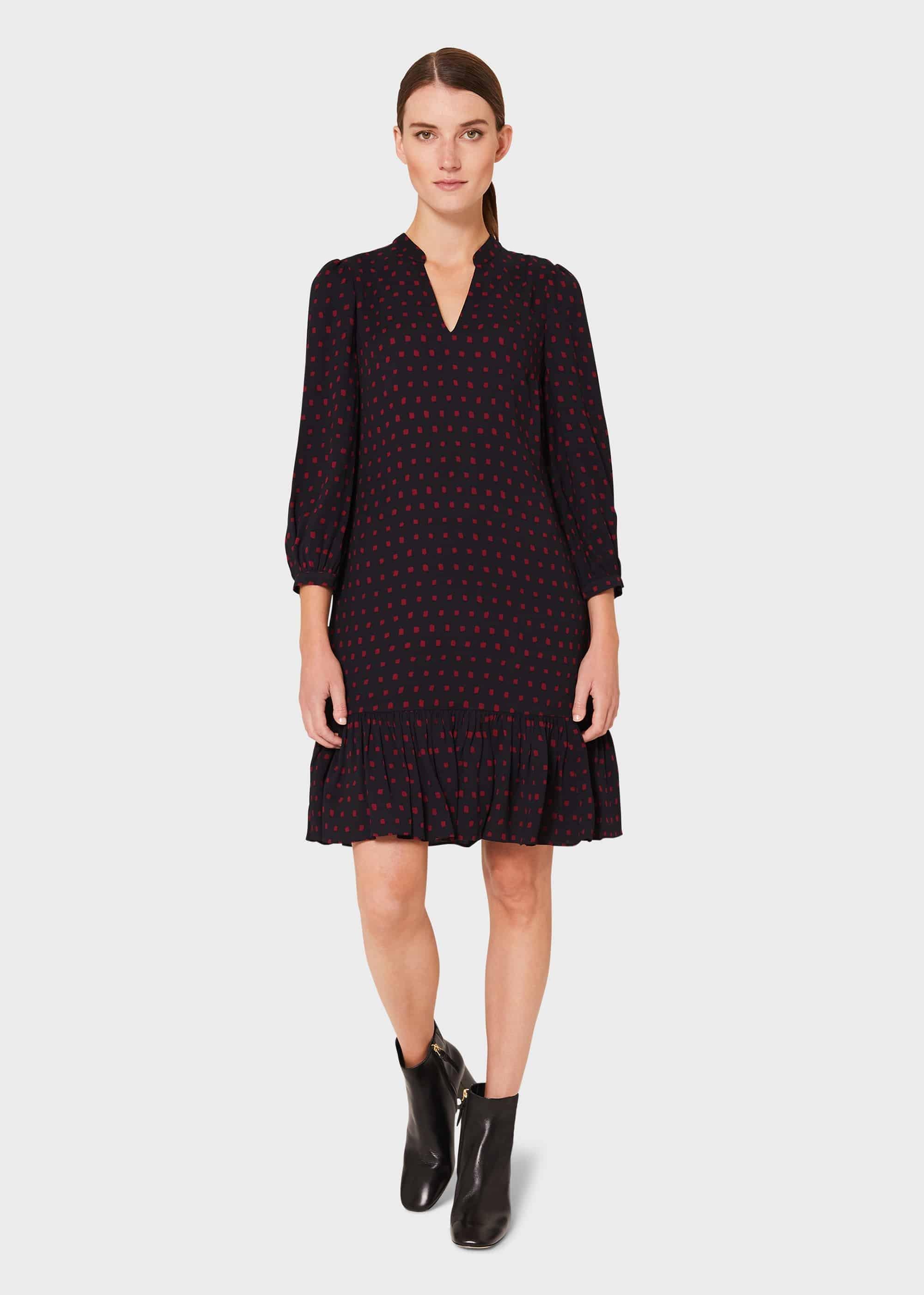 Erin Spot Dress, Navy Merlot, hi-res
