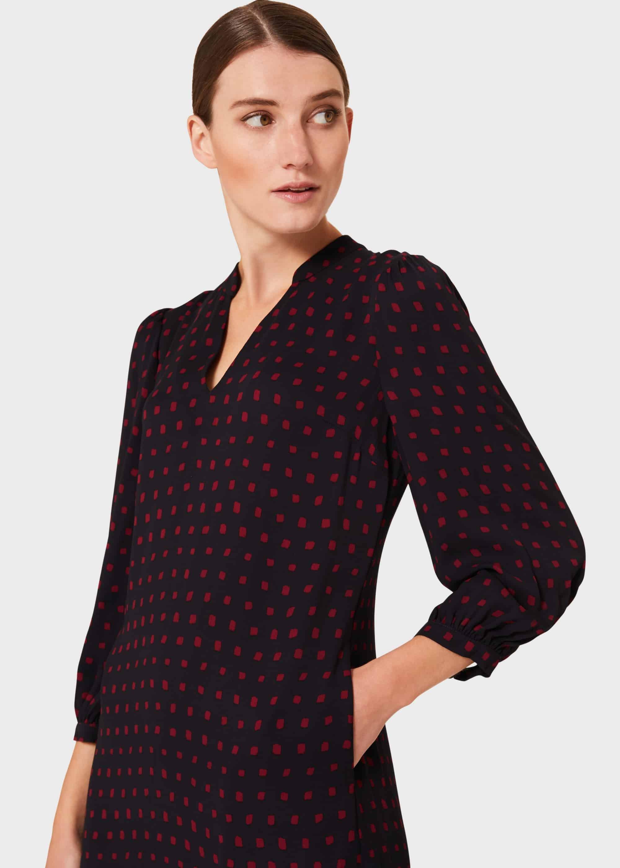Erin Spot Dress, Navy Merlot, hi-res
