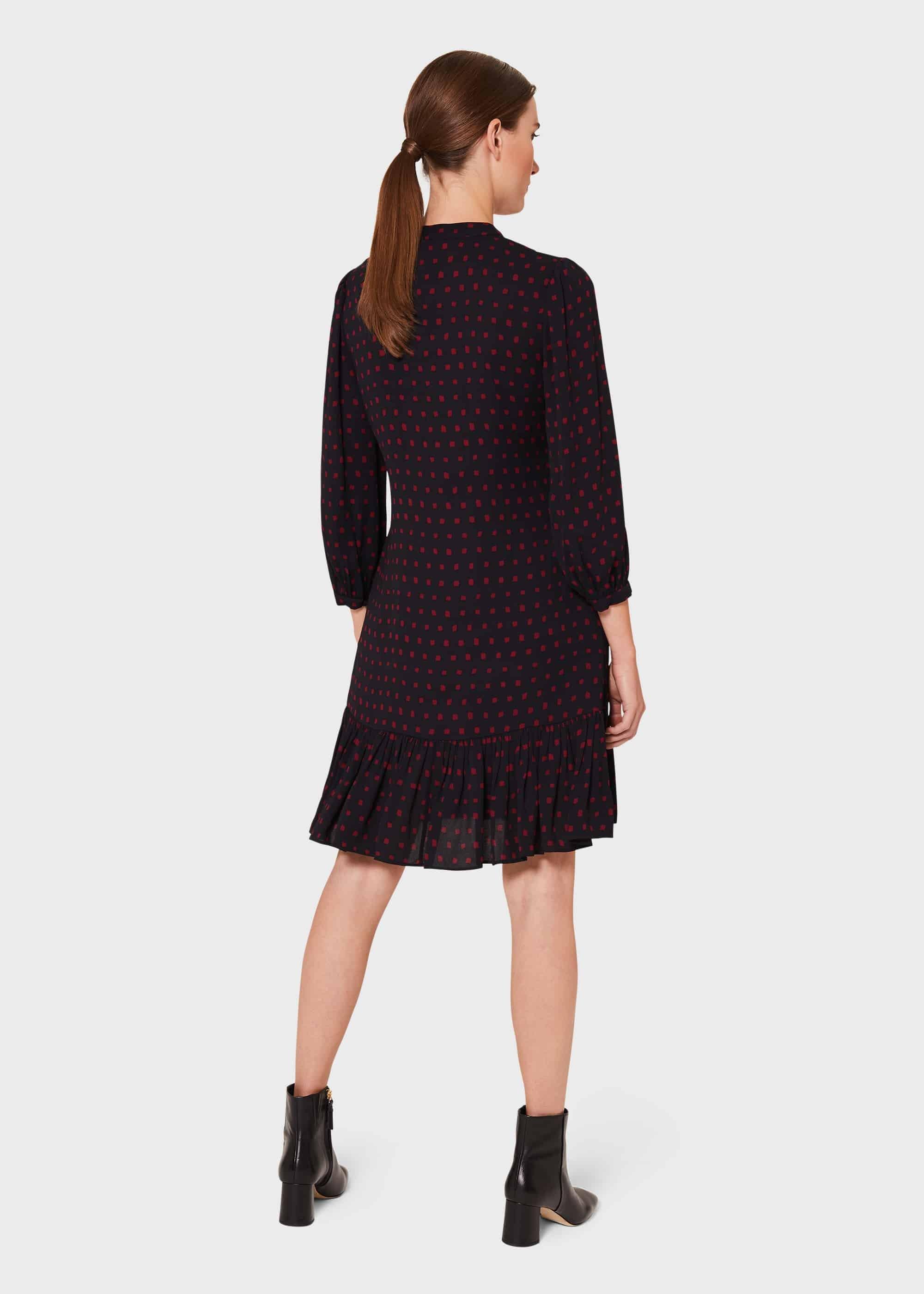 Erin Spot Dress, Navy Merlot, hi-res