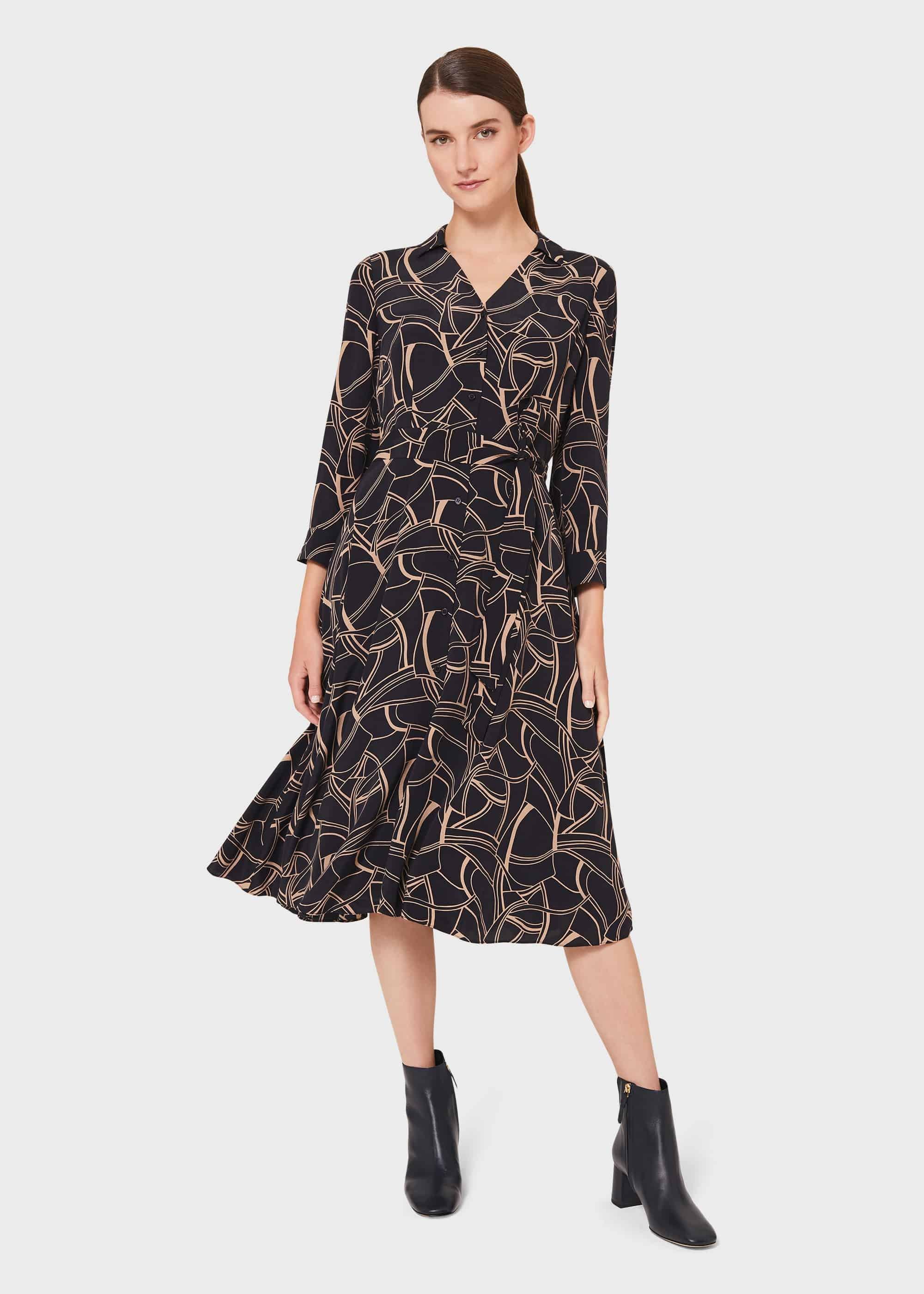 Rosaline Dress, Navy Camel, hi-res