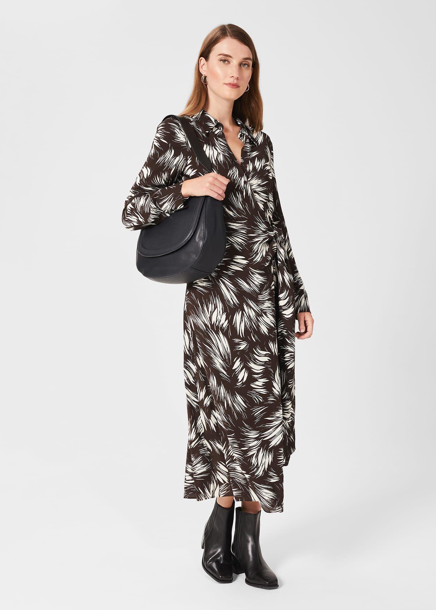 Nieve Printed Dress, Bitter Choc Iry, hi-res