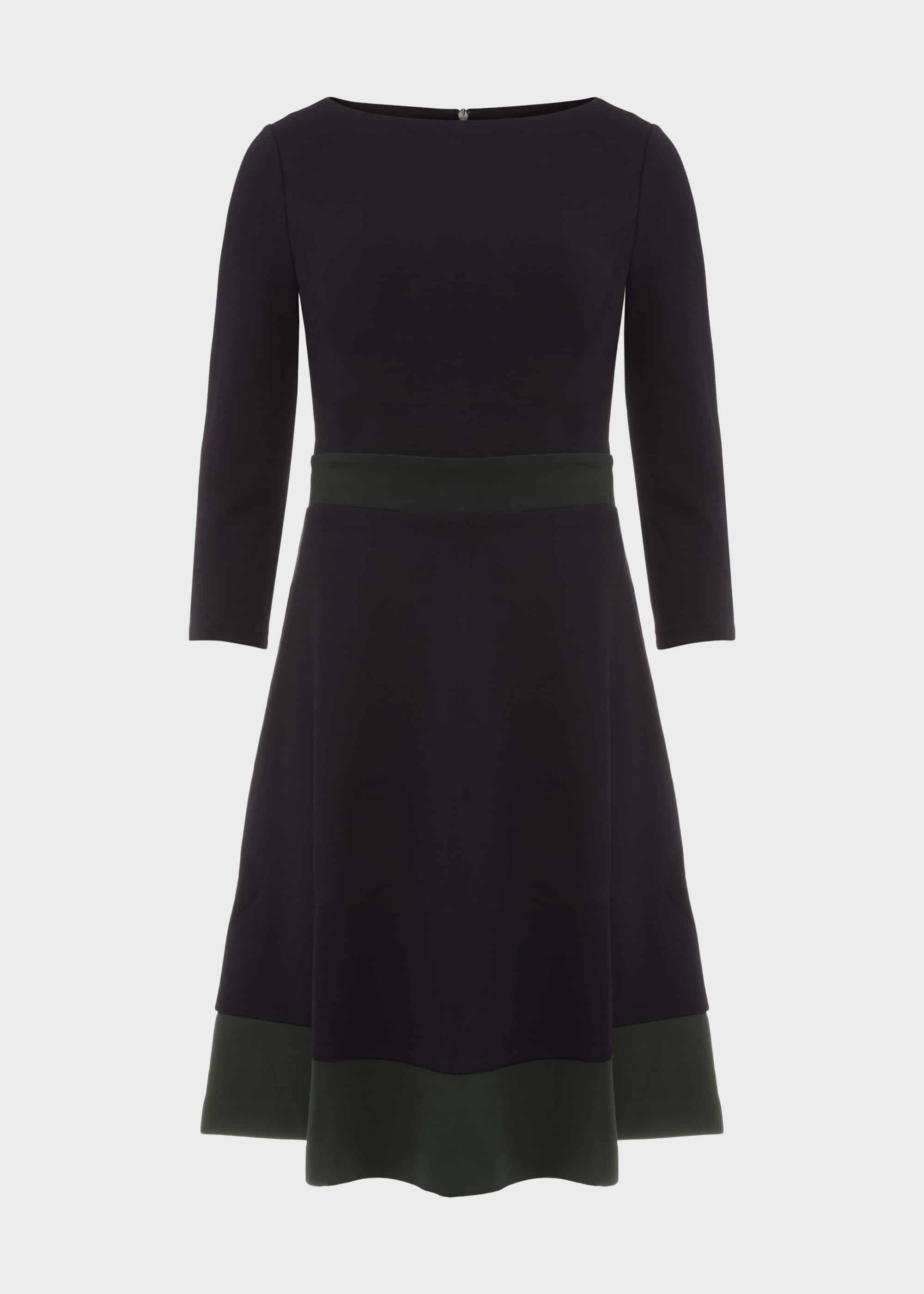 3/4 Sleeve Seasalter Dress, Navy Green, hi-res