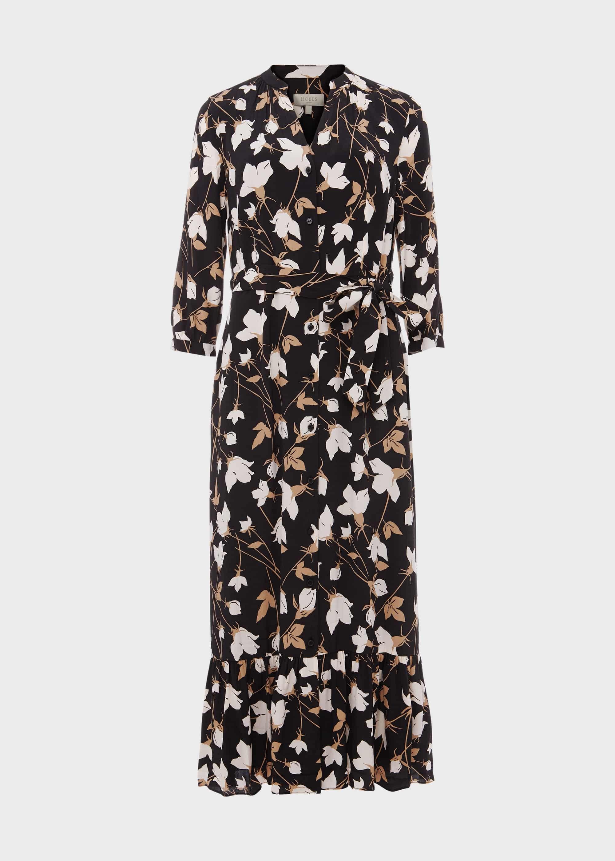 Magda Floral Midi Dress, Black Multi, hi-res
