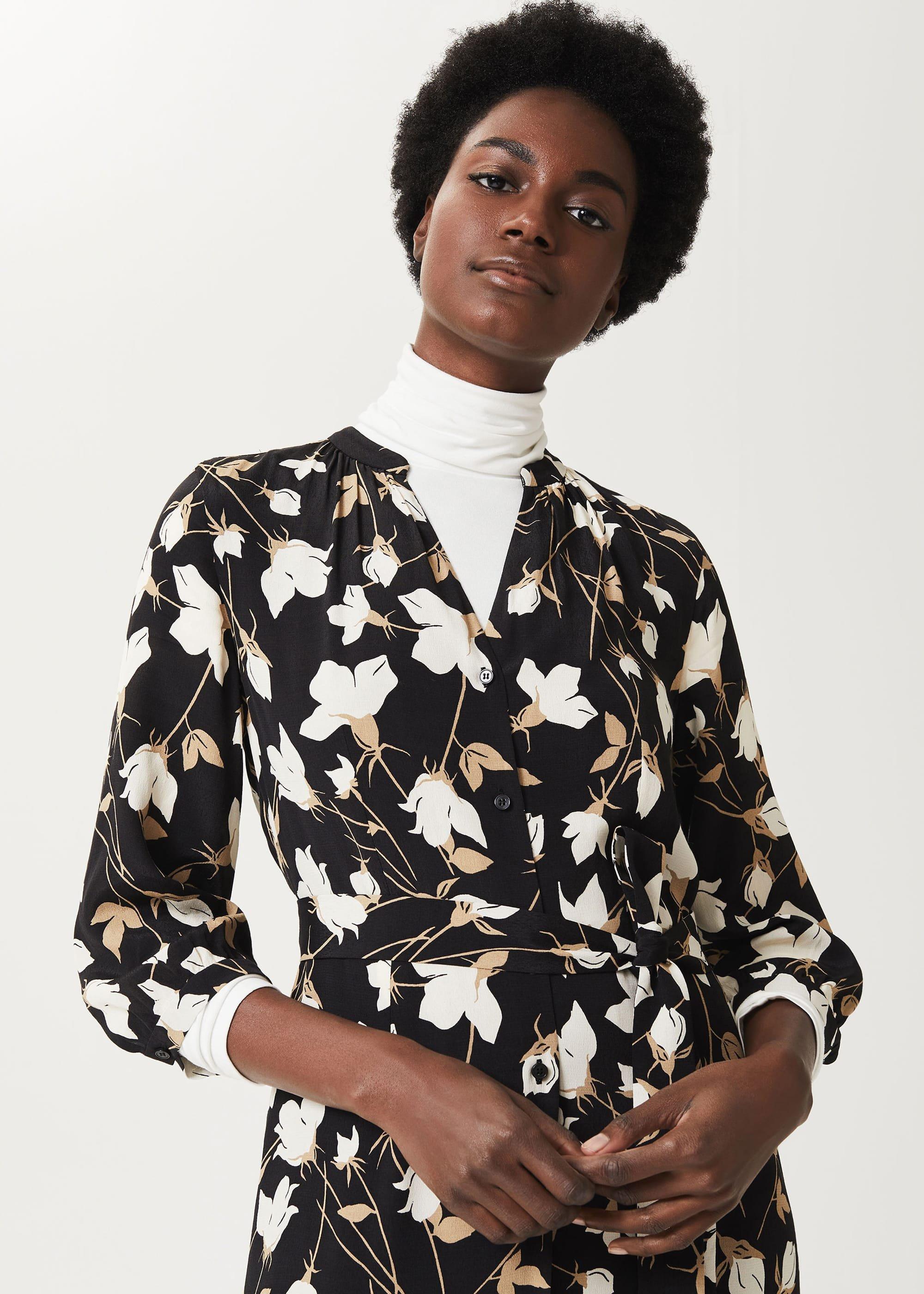 Magda Floral Midi Dress, Black Multi, hi-res