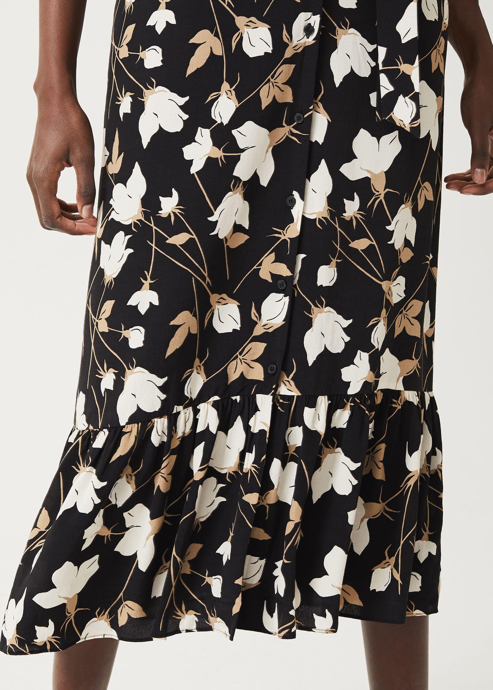 Magda Floral Midi Dress, Black Multi, hi-res