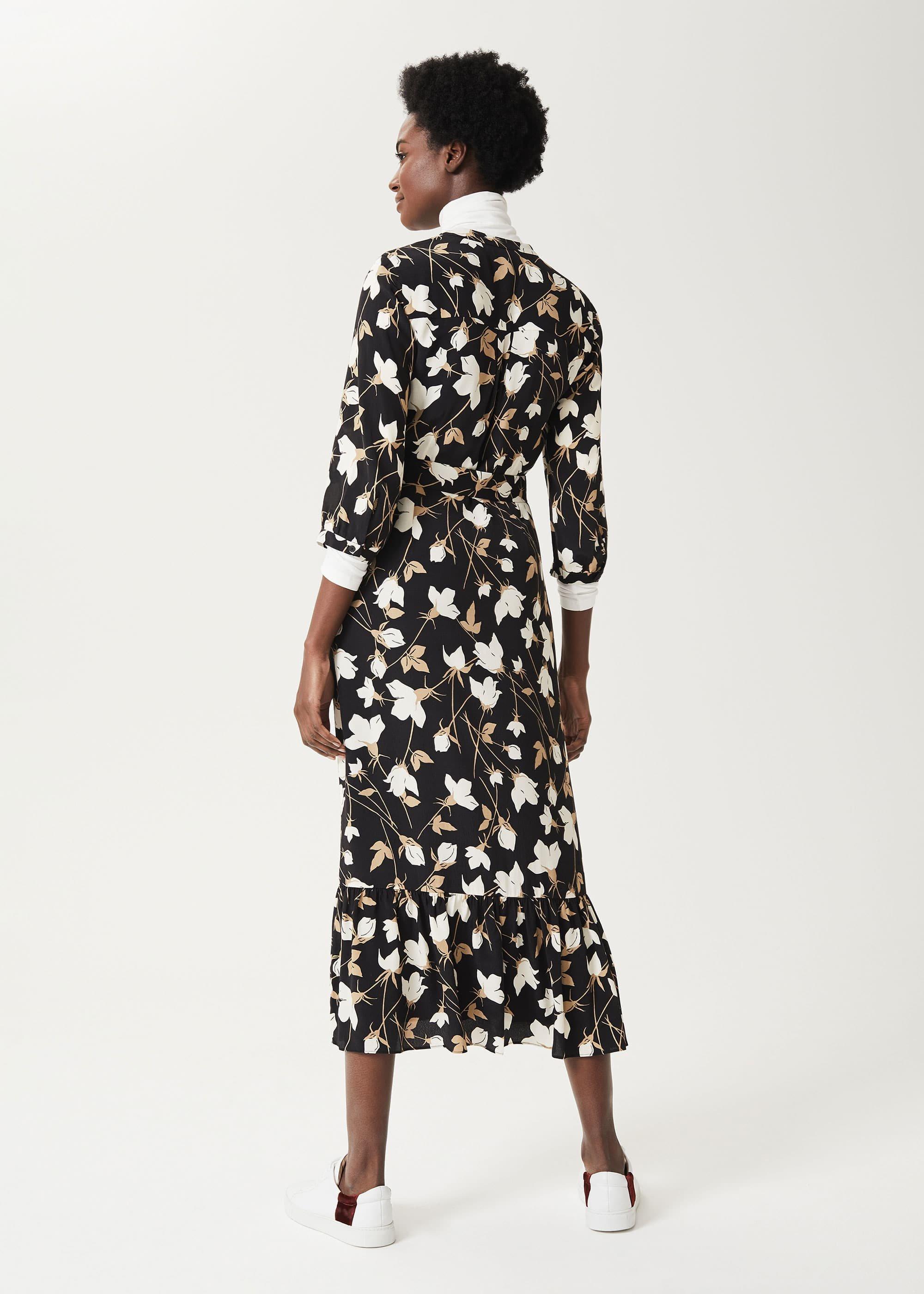 Magda Floral Midi Dress, Black Multi, hi-res