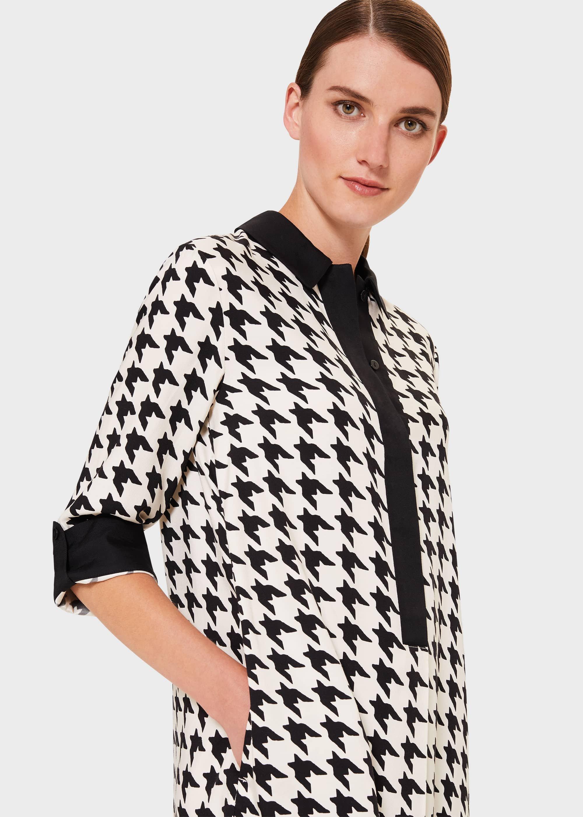 Marci Dogtooth Collar Tunic, Buttercream Blk, hi-res