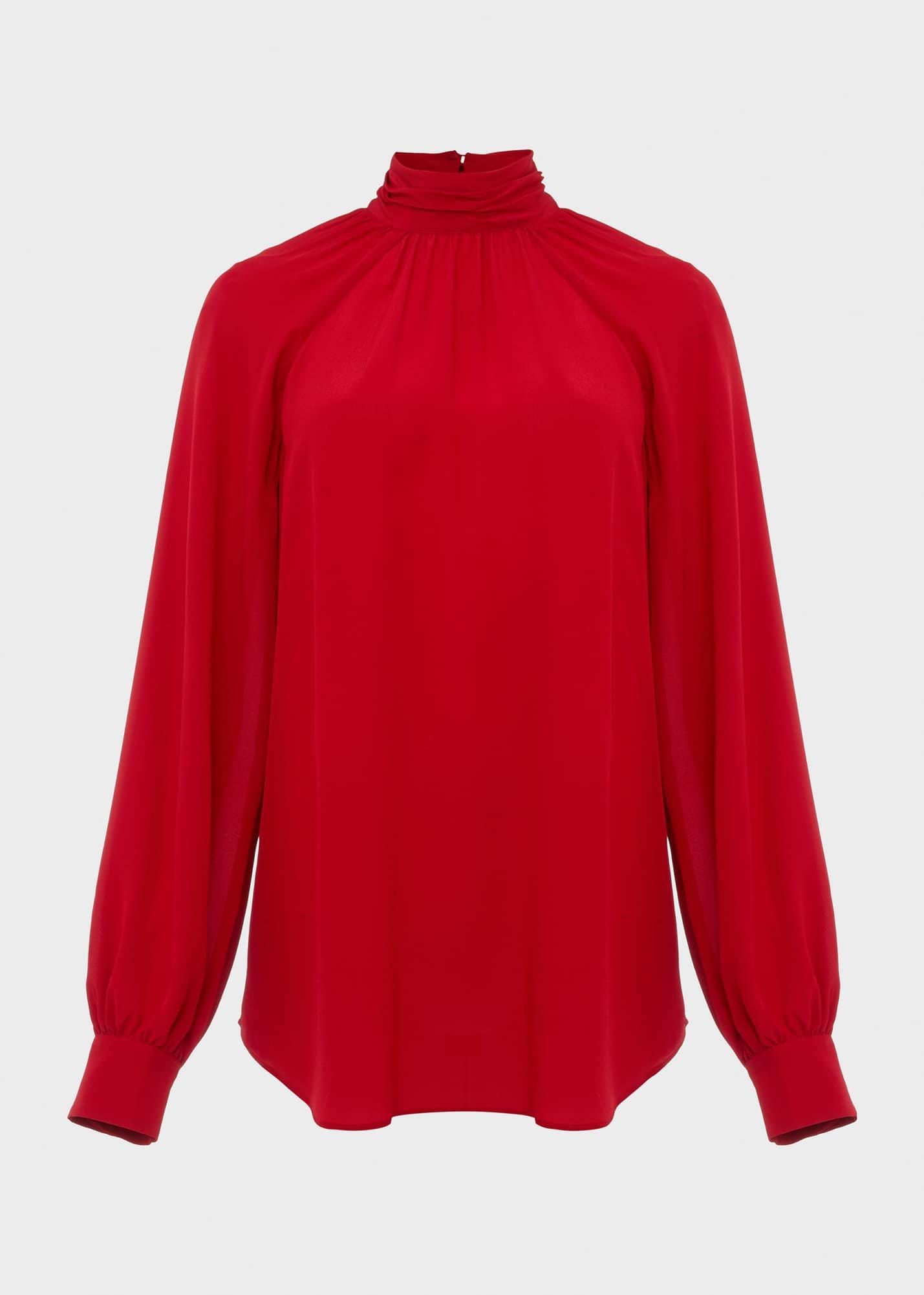 Mollie Silk Blouse, Red, hi-res