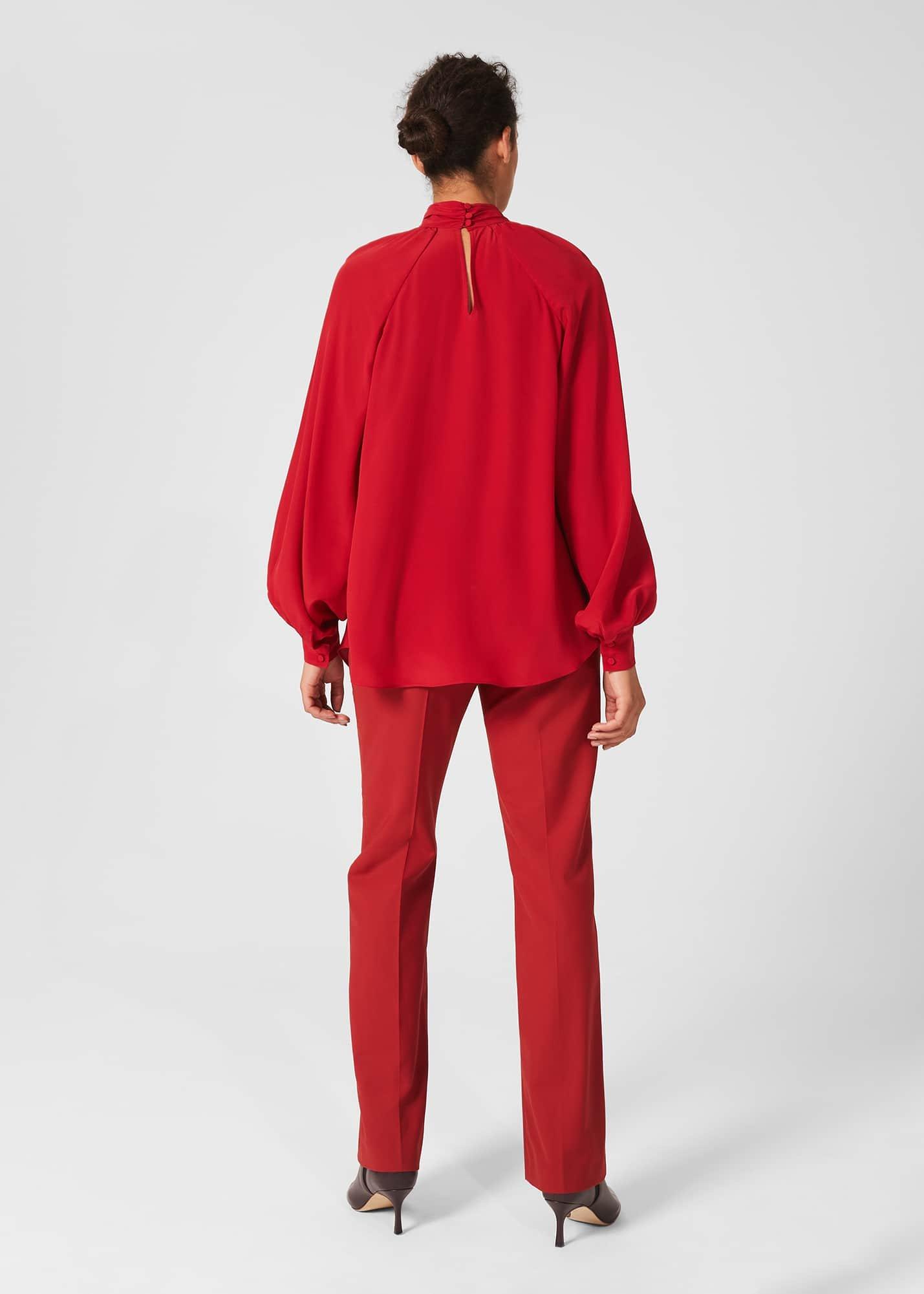 Mollie Silk Blouse, Red, hi-res