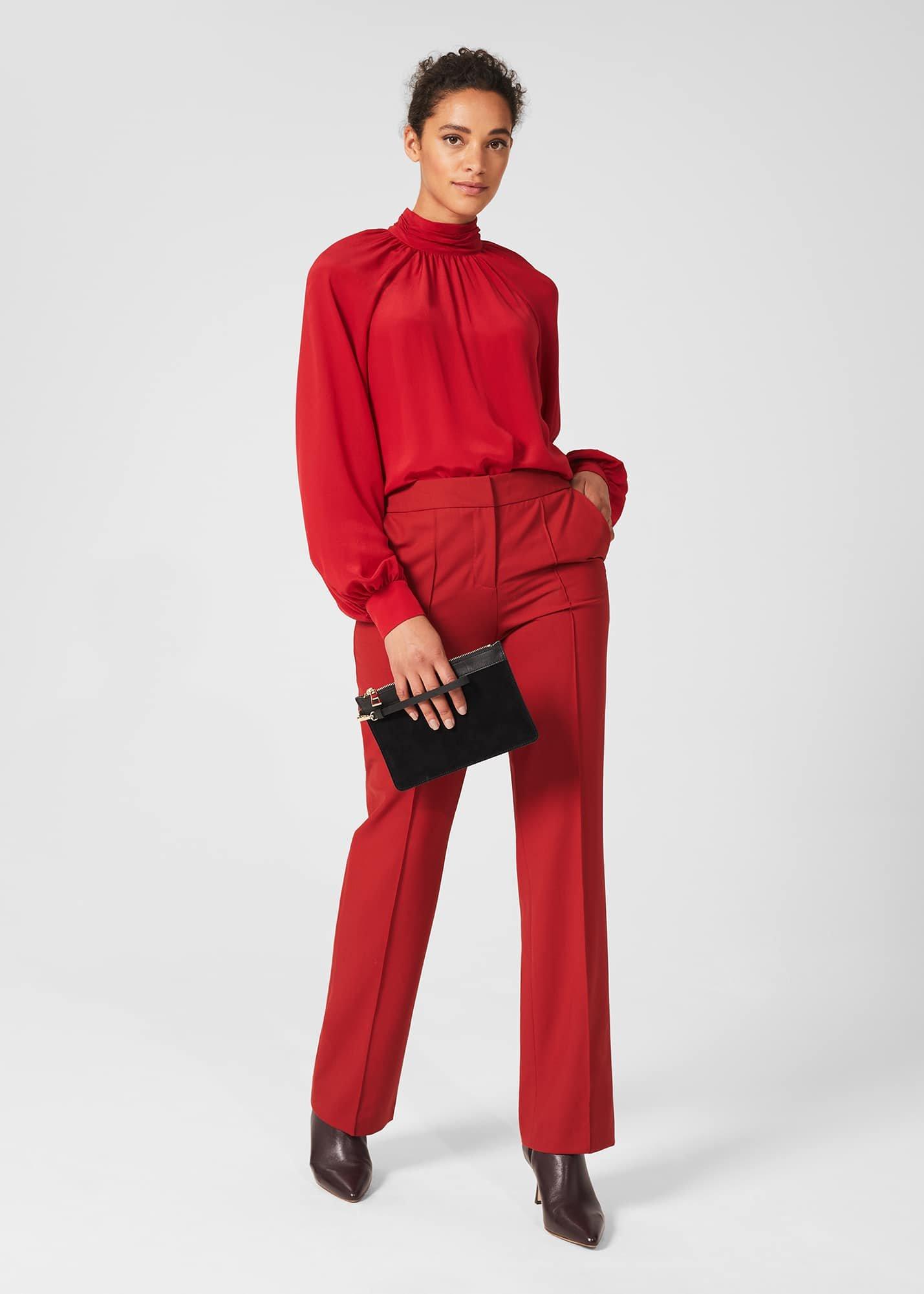 Mollie Silk Blouse, Red, hi-res