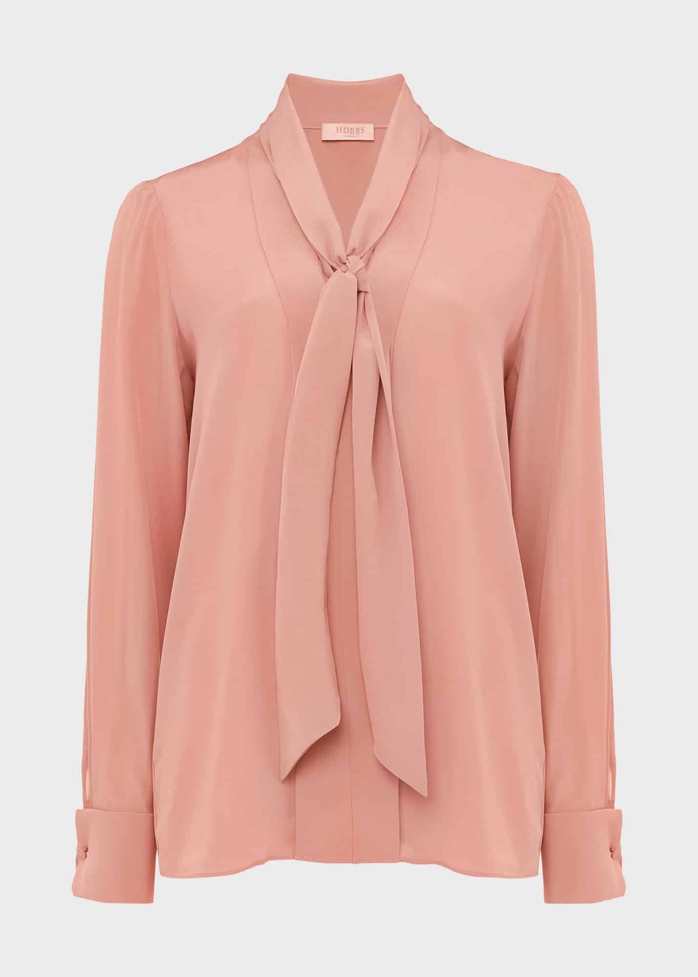Pearl Silk Blouse, Blush, hi-res