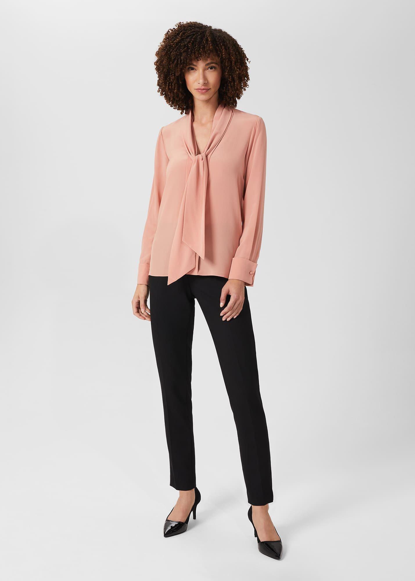 Pearl Silk Blouse, Blush, hi-res