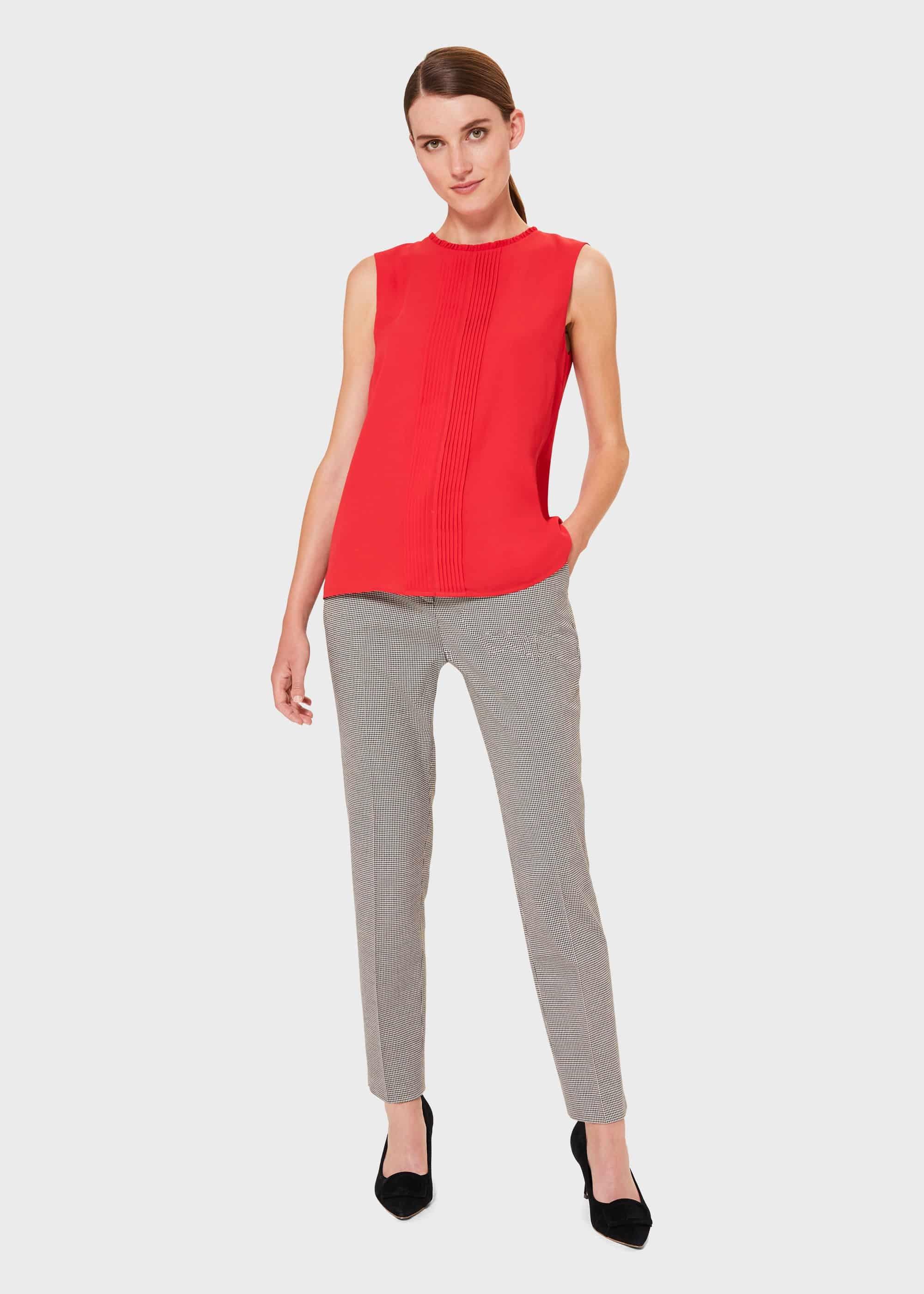 Flora Pleated Top, Red, hi-res