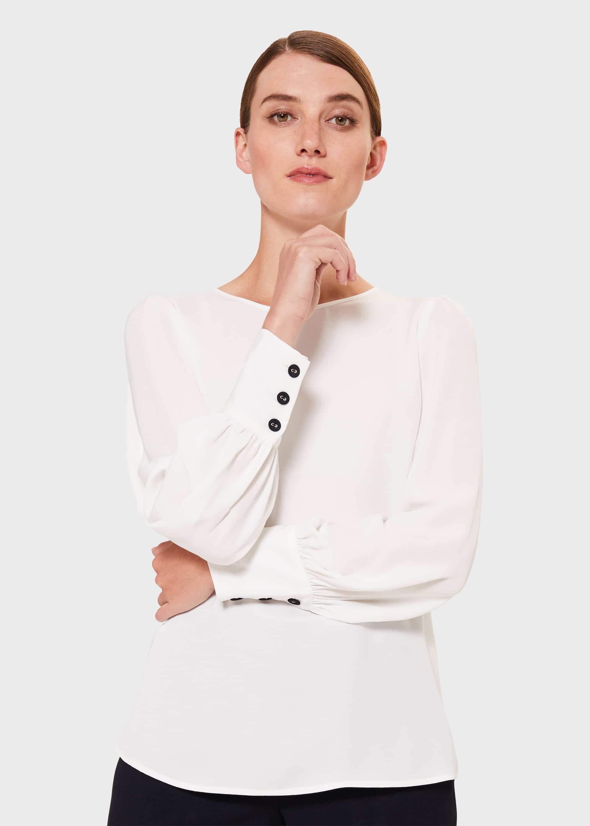 Kate Puff Sleeve Blouse, Ivory, hi-res