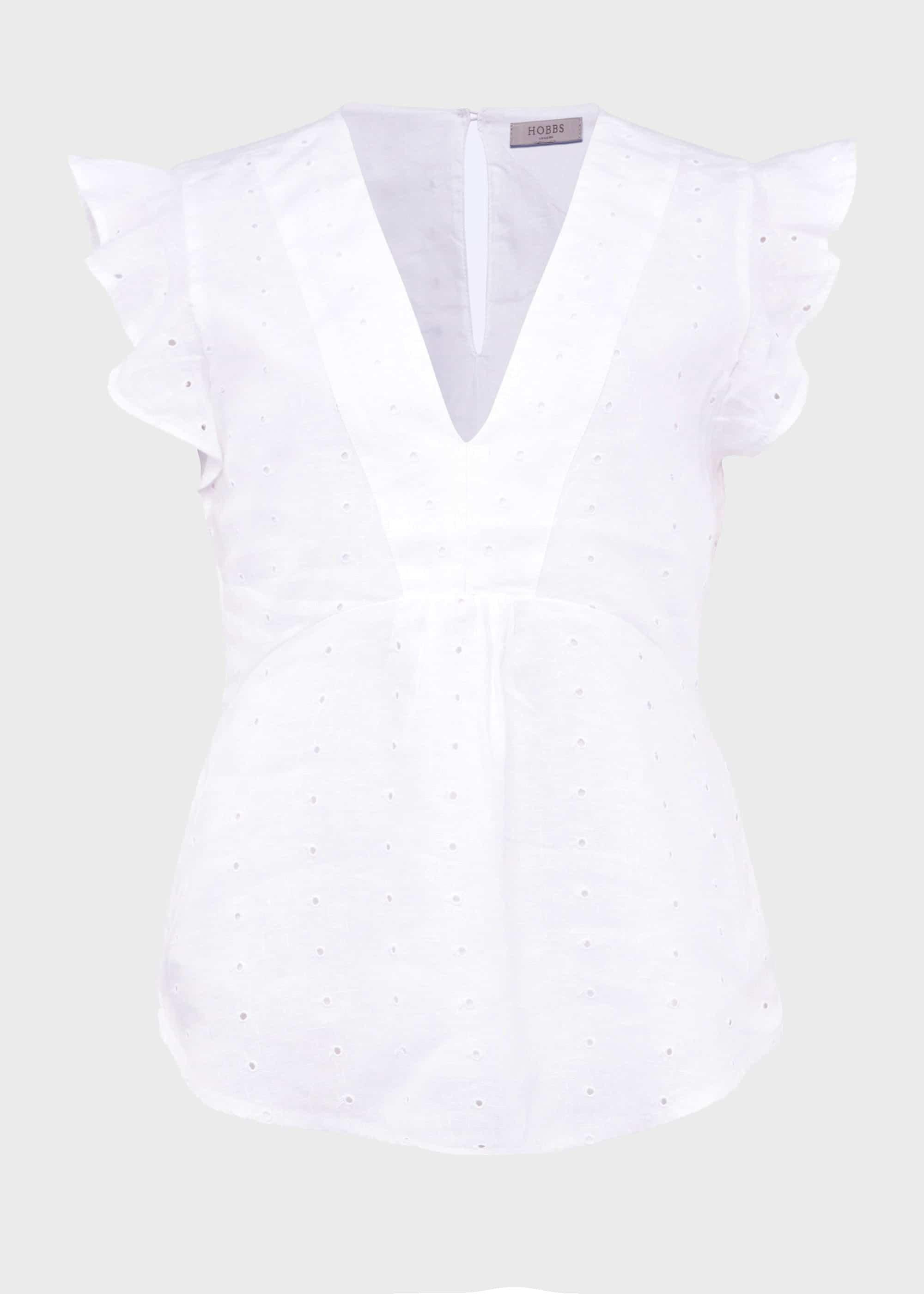 Avia Linen Embroidered Top, White, hi-res