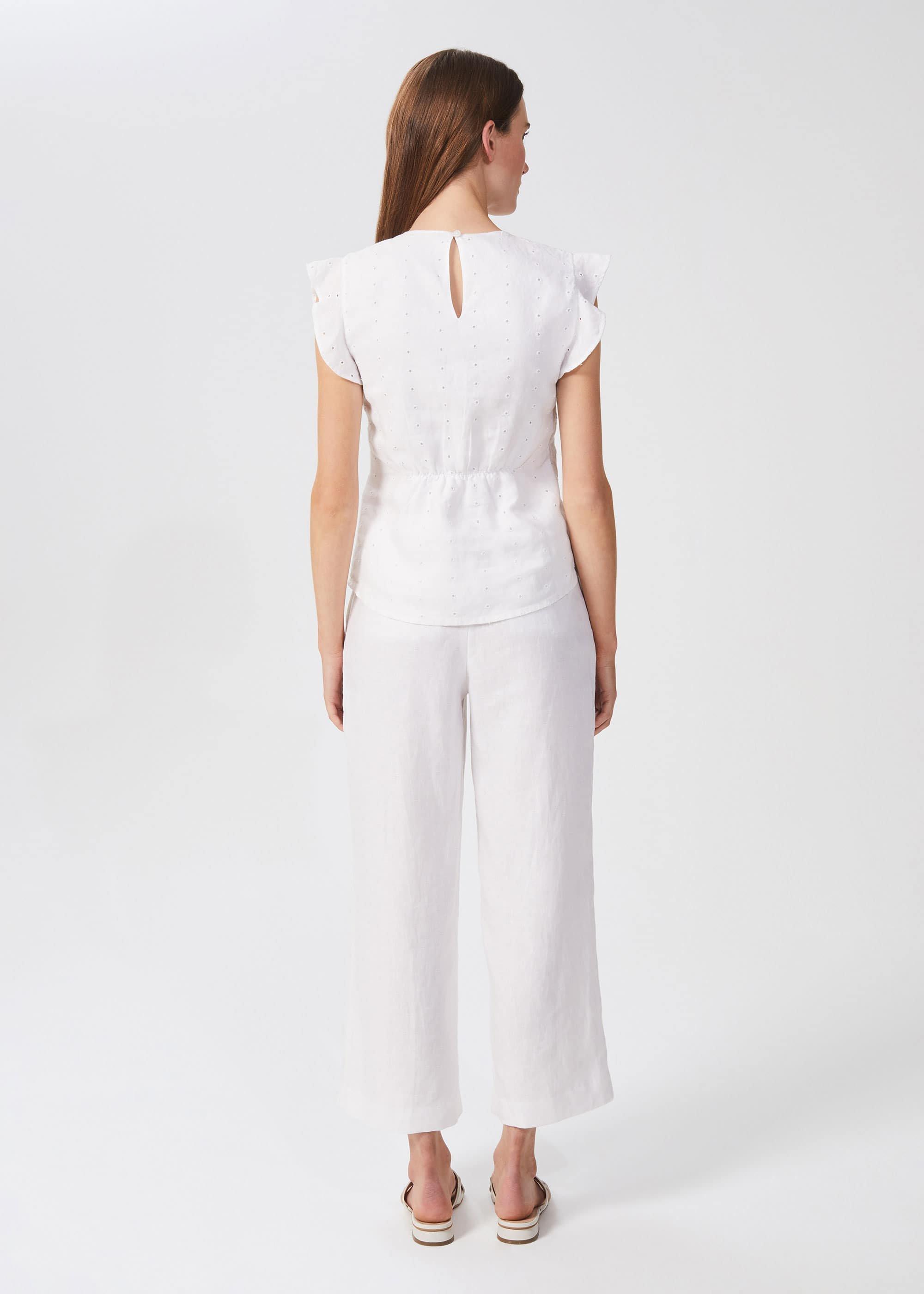 Avia Linen Embroidered Top, White, hi-res