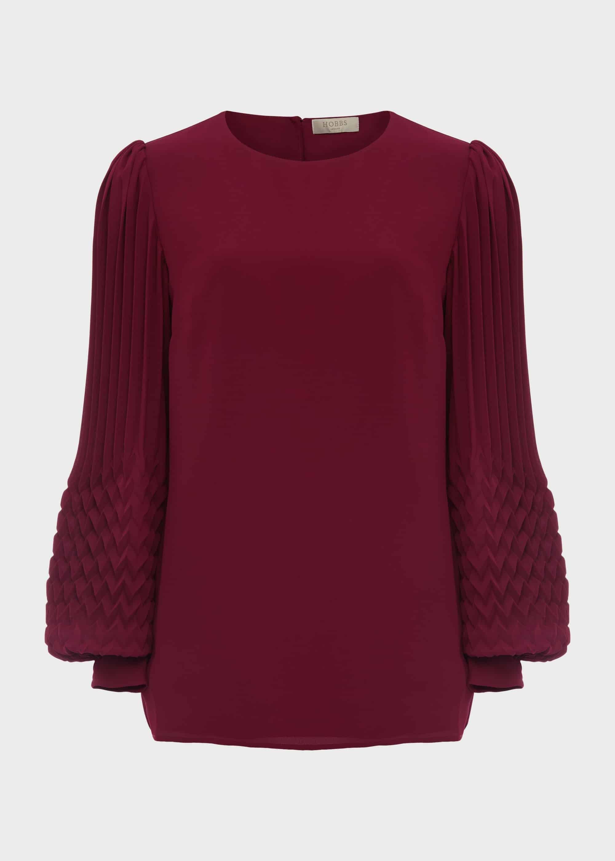 Katia Puff Sleeve Blouse, Dark Raspberry, hi-res