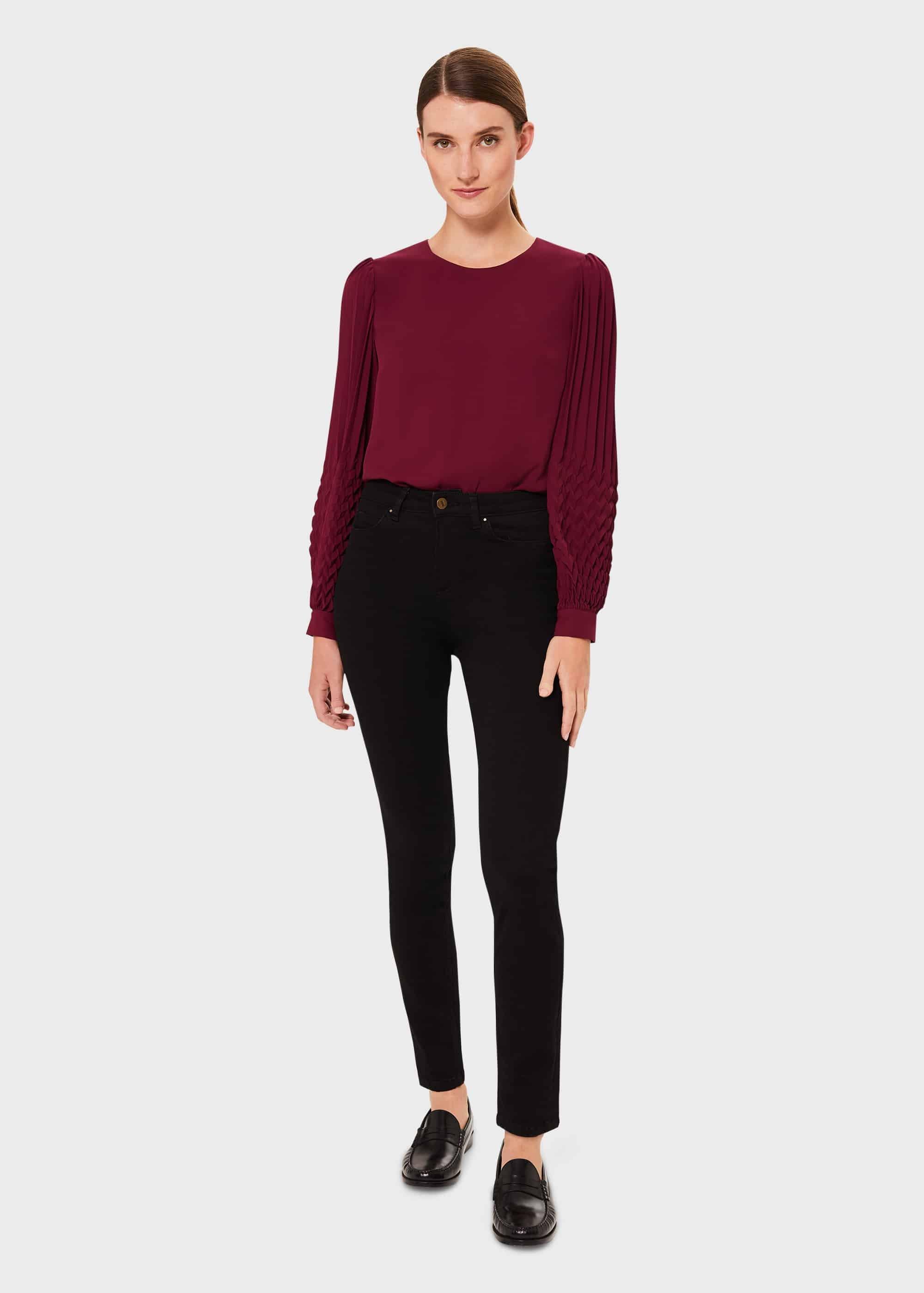 Katia Puff Sleeve Blouse, Dark Raspberry, hi-res
