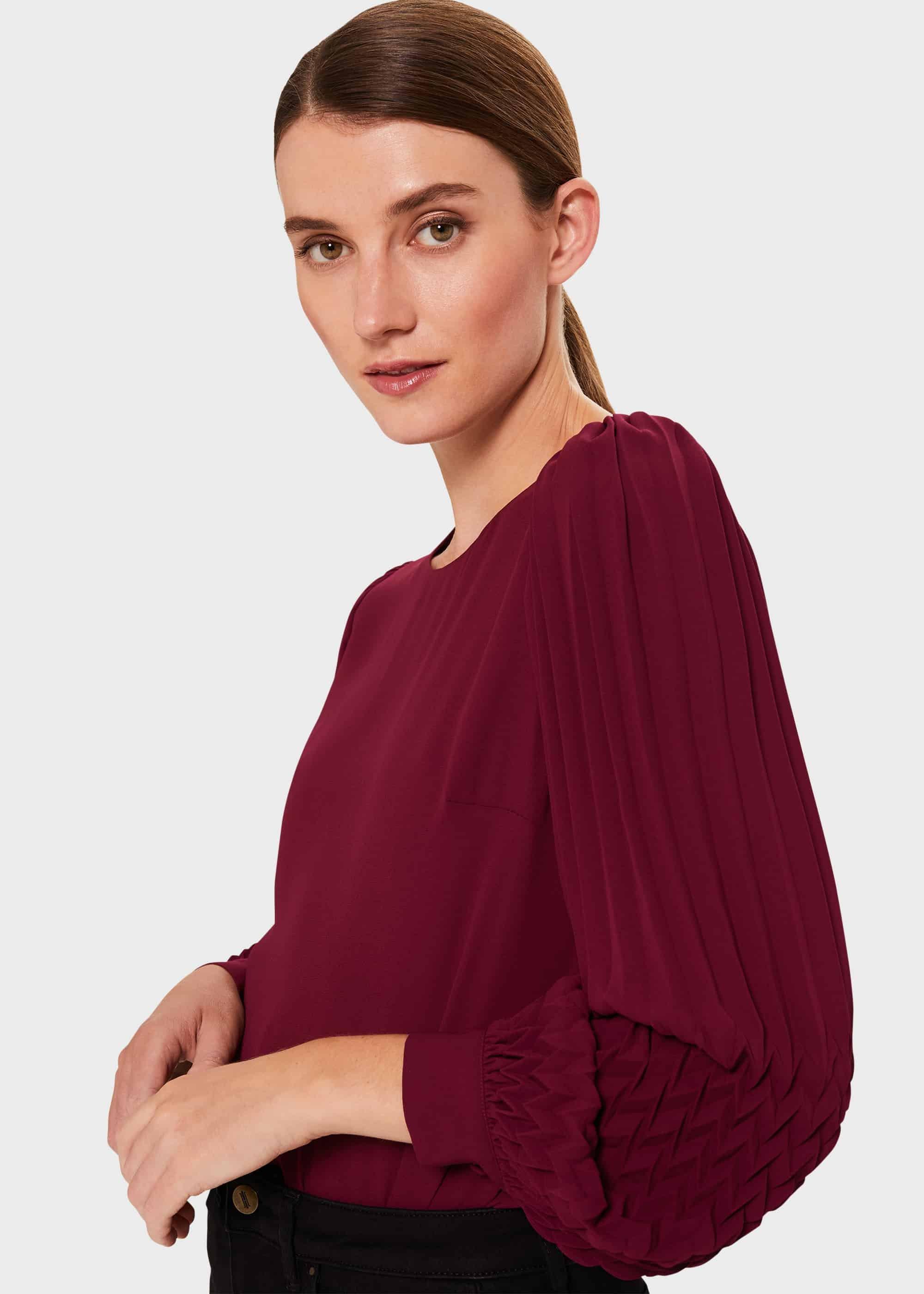 Katia Puff Sleeve Blouse, Dark Raspberry, hi-res