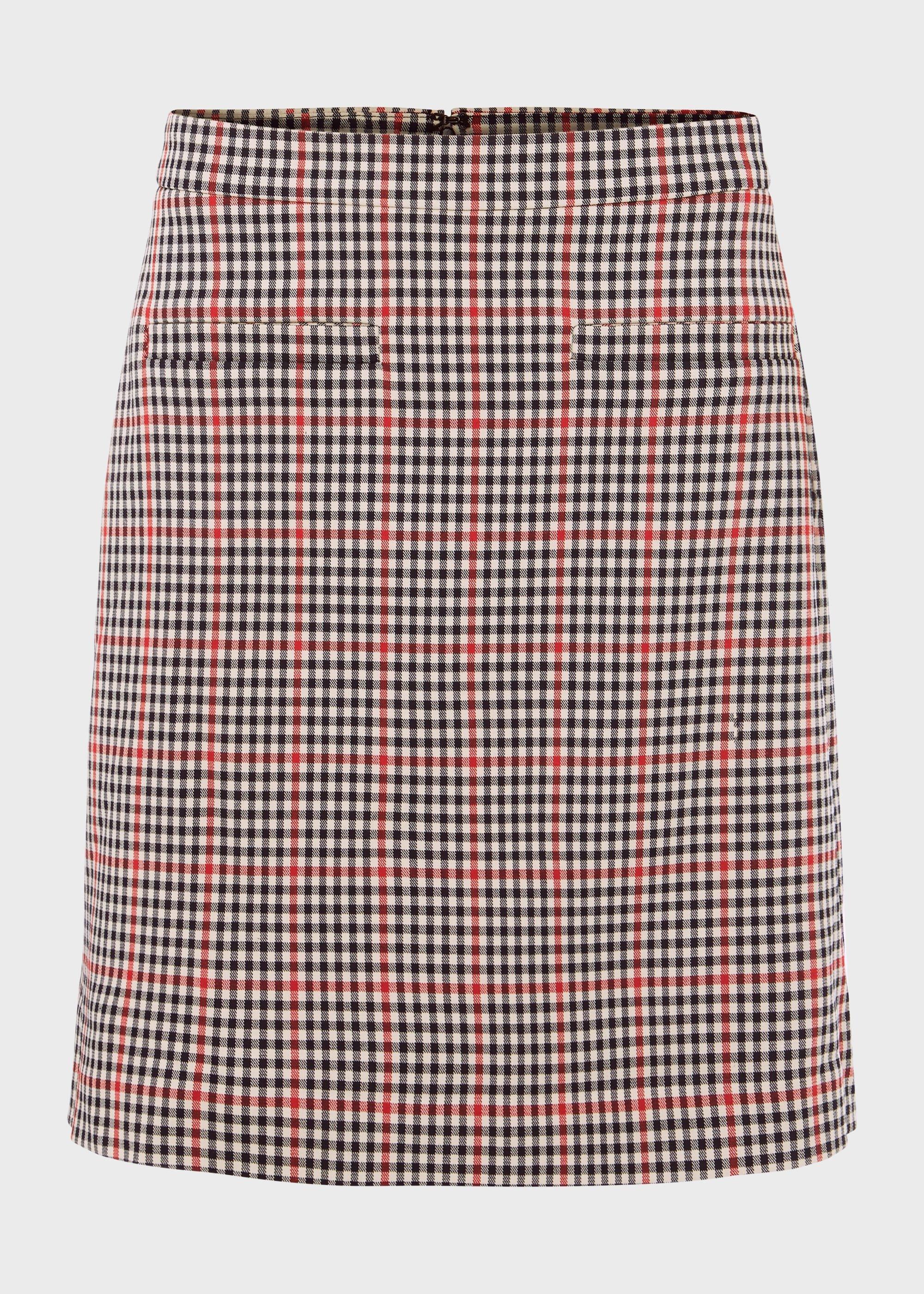 Vanetta Check A Line Skirt, Red Black, hi-res