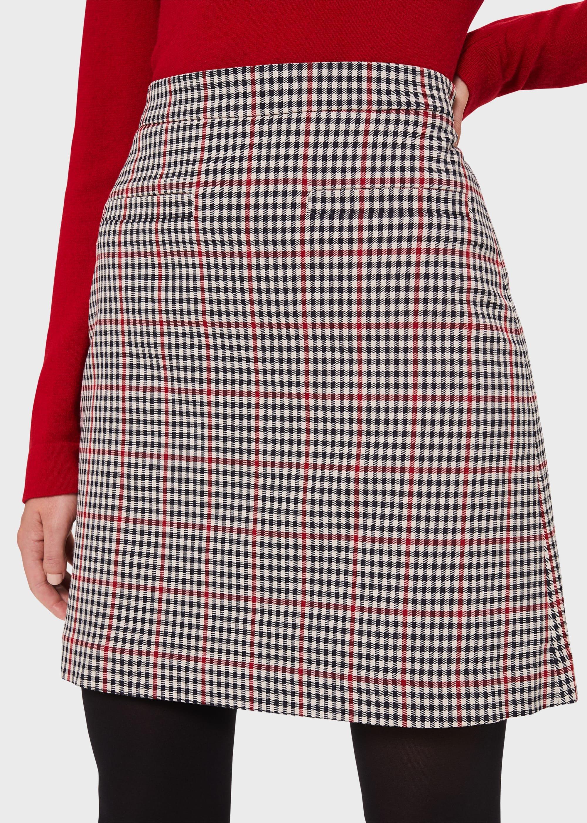 Vanetta Check A Line Skirt, Red Black, hi-res