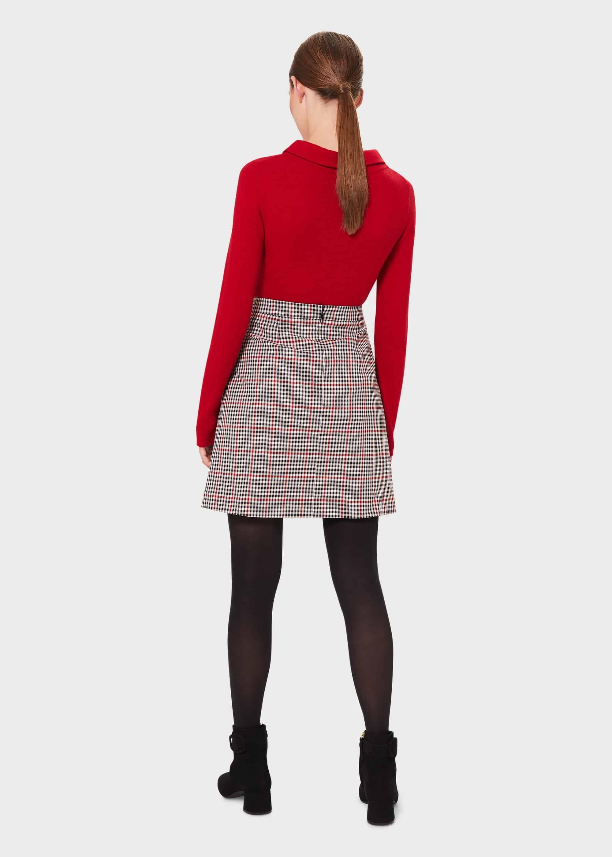 Vanetta Check A Line Skirt, Red Black, hi-res